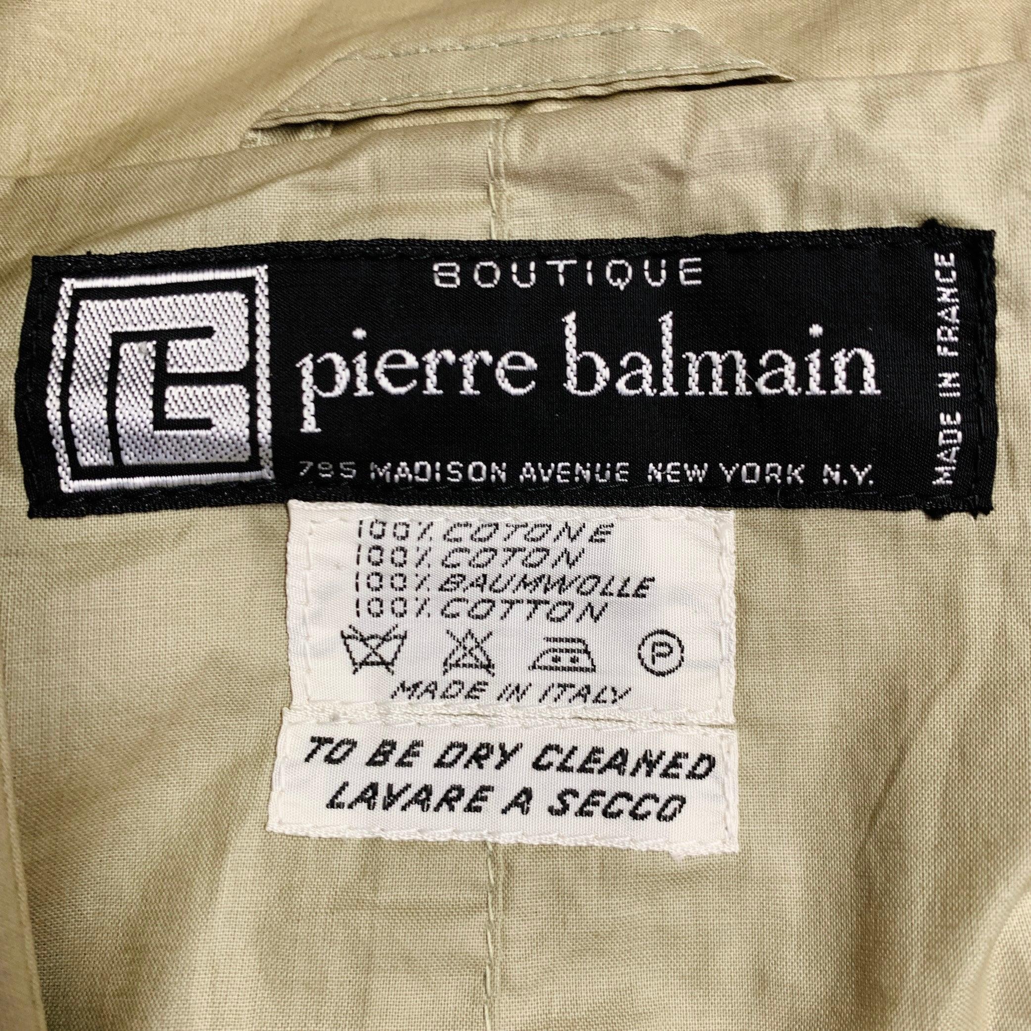 PIERRE BALMAIN Vintage Taglia XL Cotone Beige Doppiopetto Trench in vendita 4