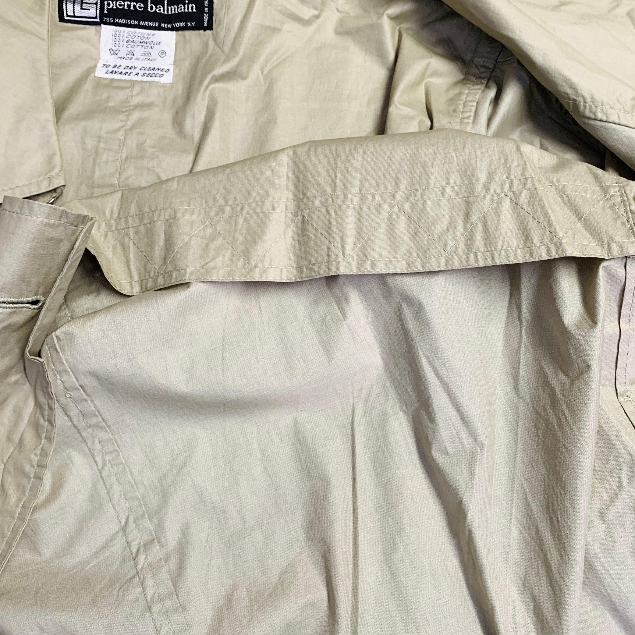 PIERRE BALMAIN Vintage Taglia XL Cotone Beige Doppiopetto Trench in vendita 5
