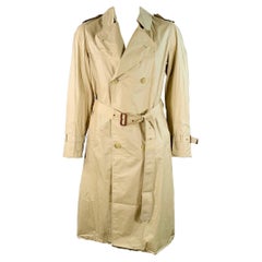 PIERRE BALMAIN Vintage Taglia XL Cotone Beige Doppiopetto Trench
