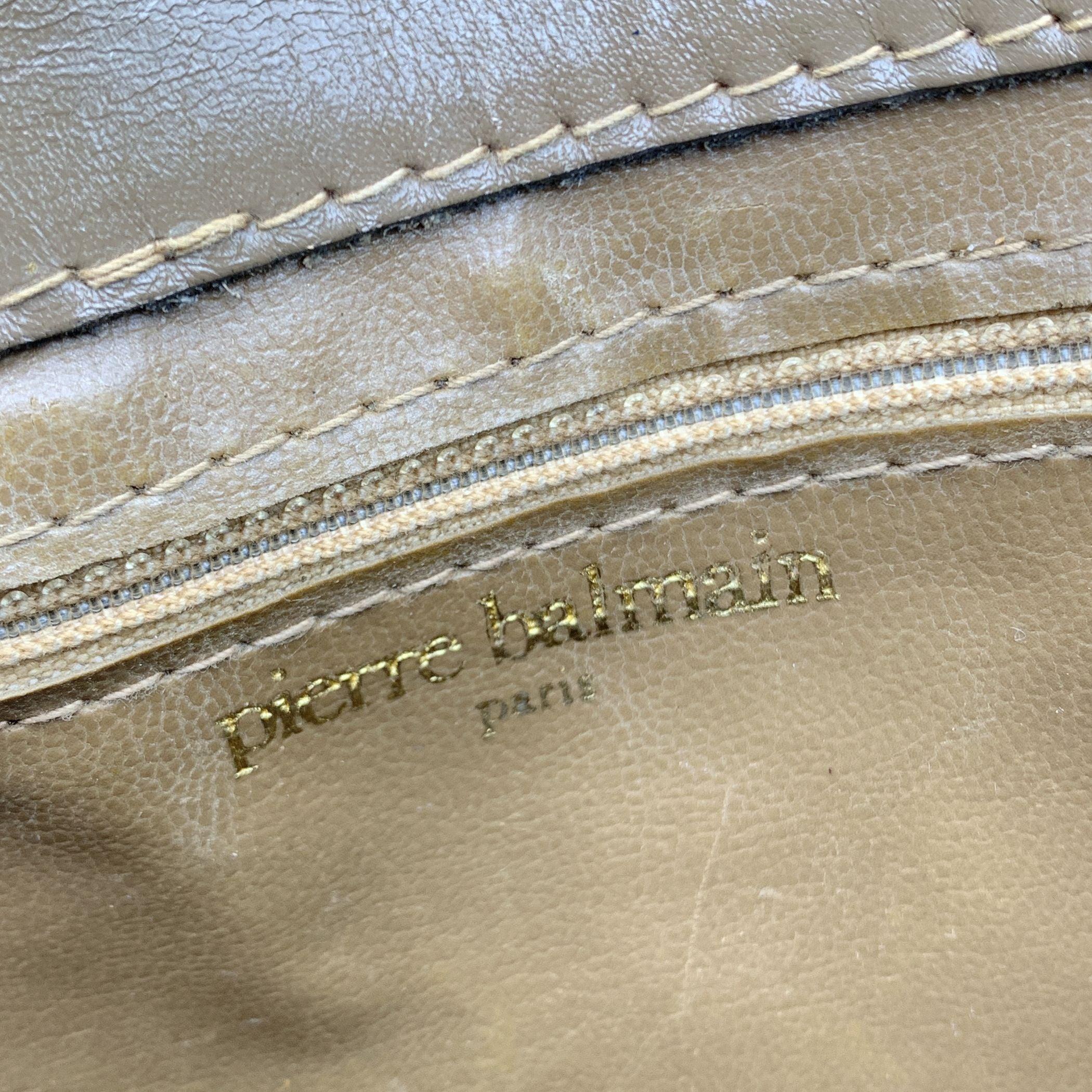 Pierre Balmain Vintage Tan Light Brown Vinyl Canvas Shoulder Bag 2