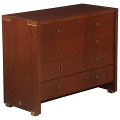 Pierre Balmain Walnut and Brass Commode, Paris, France, circa 1980