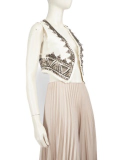 Pierre Balmain White Denim Studded Sleeveless Vest Size S