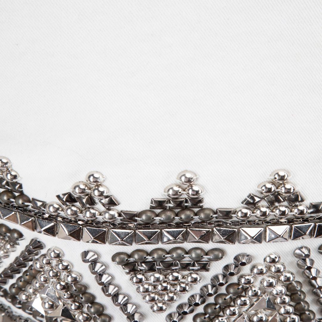 Pierre Balmain White Denim Studded Sleeveless Vest Size S In Good Condition For Sale In London, GB