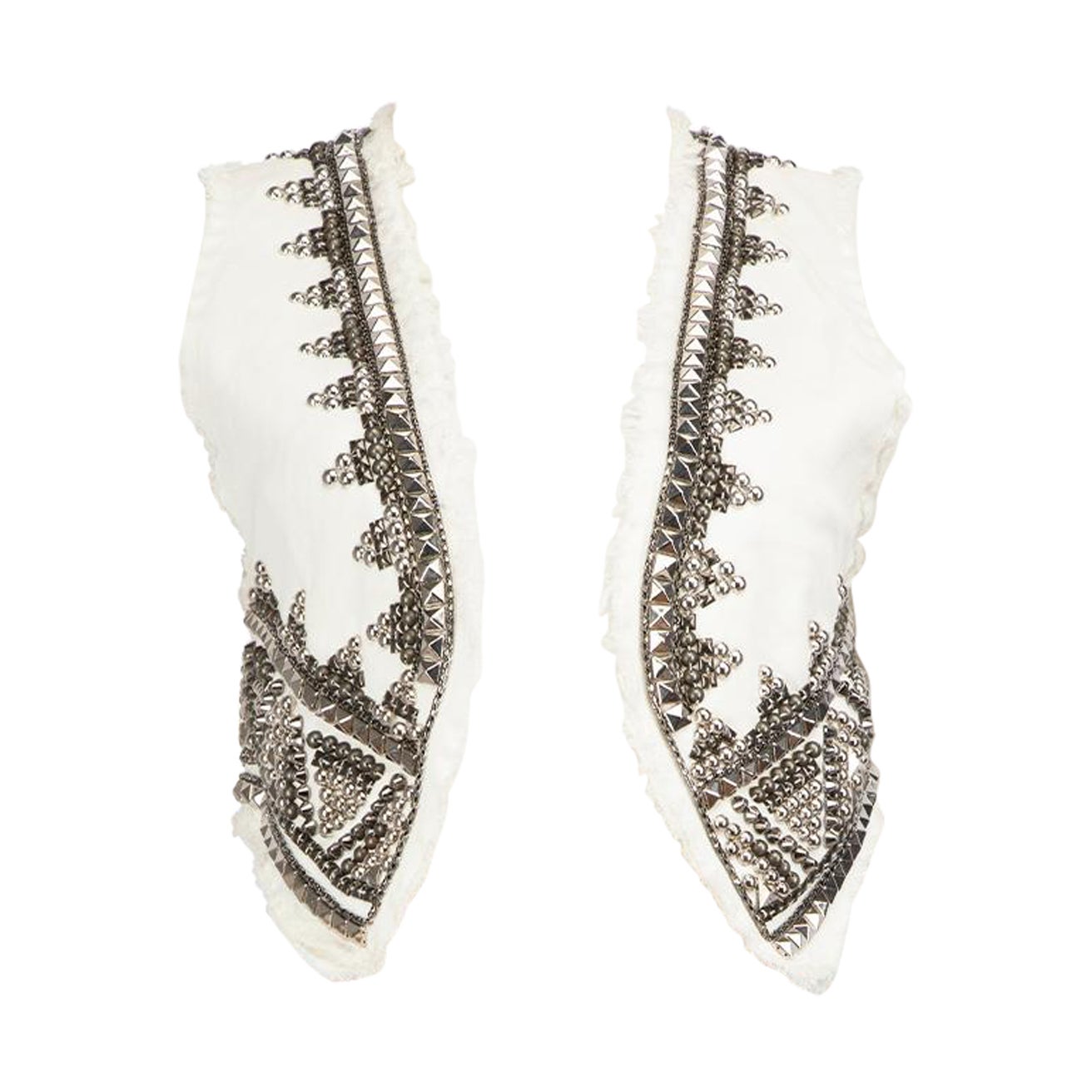 Pierre Balmain Gilet senza maniche con borchie in denim bianco Taglia S. in vendita