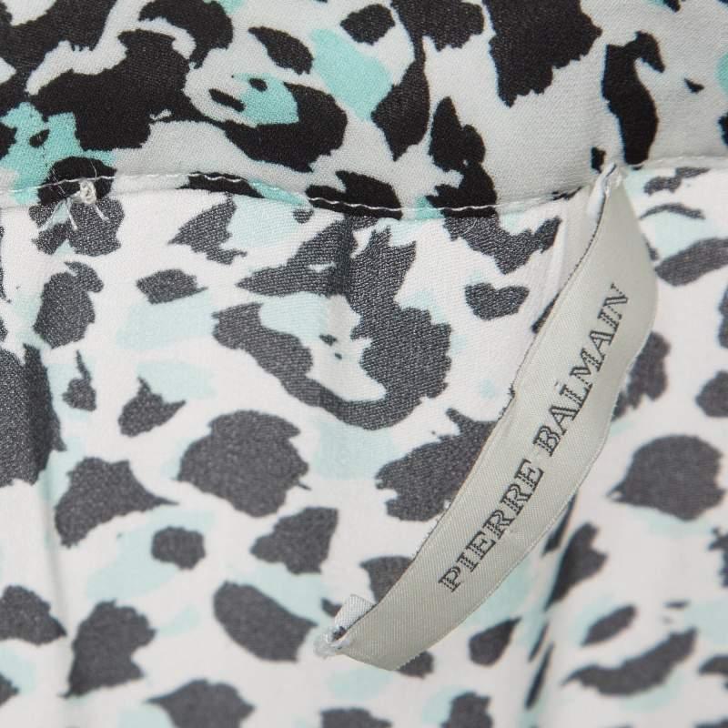 Pierre Balmain Mono de seda estampado multicolor blanco S en Bueno estado para la venta en Dubai, Al Qouz 2