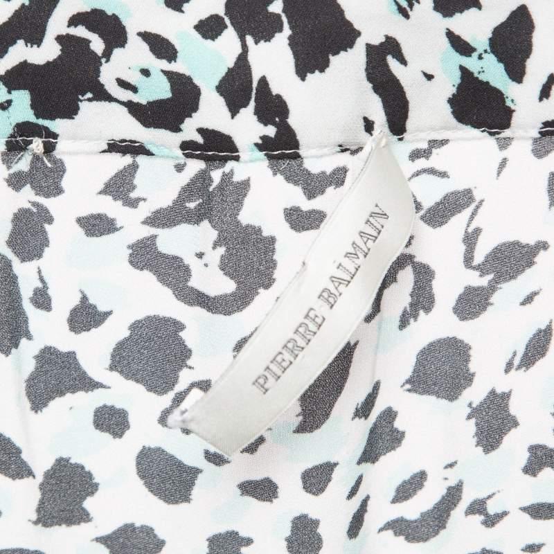 De las mujeres Pierre Balmain Mono de seda estampado multicolor blanco S en venta