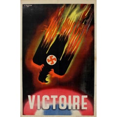 1945 Affiche originale de la Seconde Guerre mondiale par Baudouin - Victoire