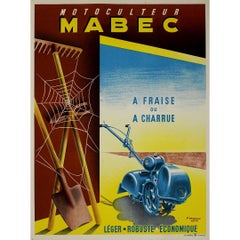Cartel publicitario de Motoculteur MABEC diseñado por Pierre Baudouin en 1950