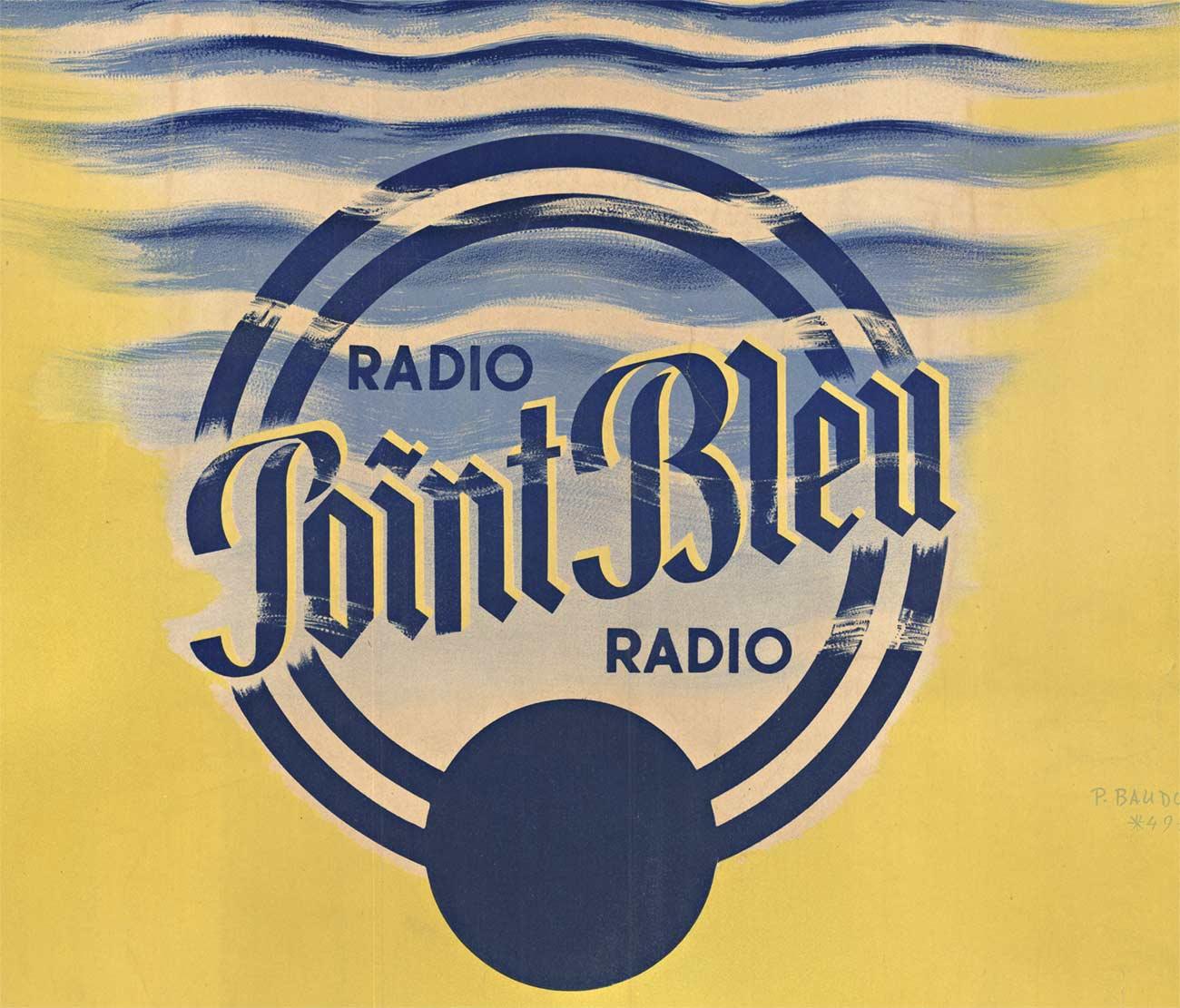 Original-Vintage-Poster „Point Bleu Radio“, originalgetreues Spiegelbild der Welt (Beige), Print, von Pierre Baudouin