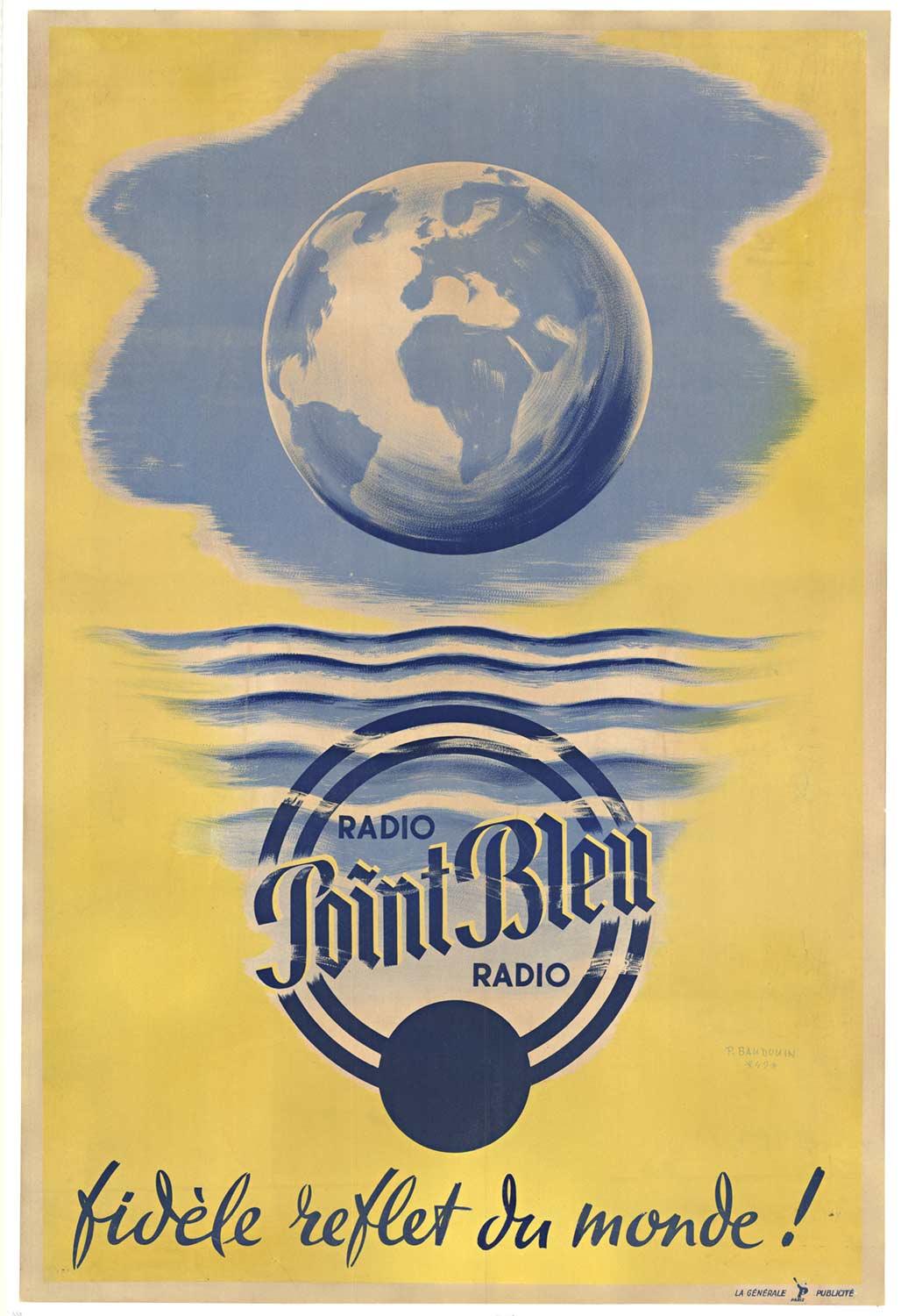 Original "Point Bleu Radio" vintage poster, faithful reflection of the world