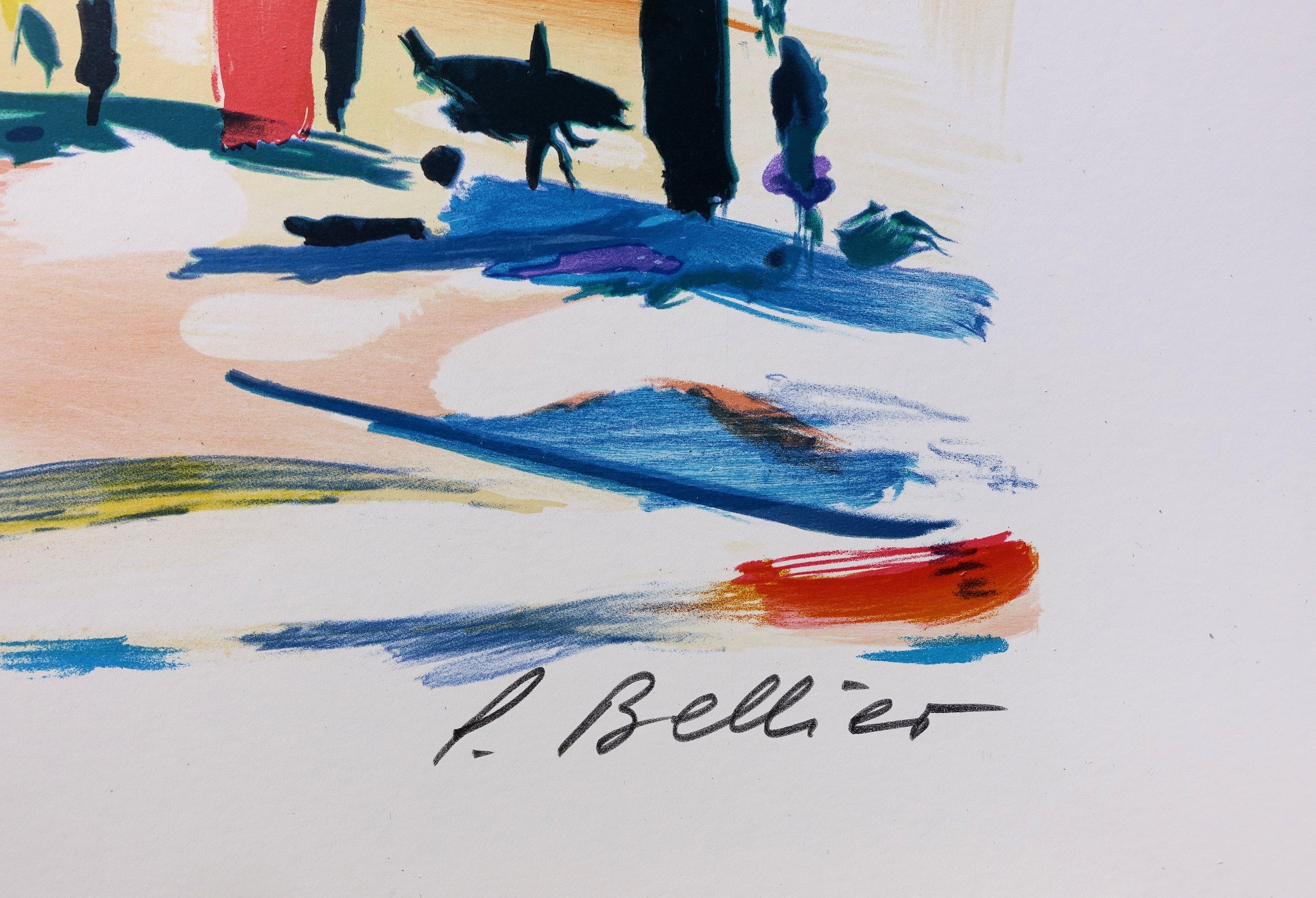 RIVIERA : Cannes Carlton Palace - Original Lithograph, HANDSIGNED & Ltd /600 - Modern Print by Pierre BELLIER