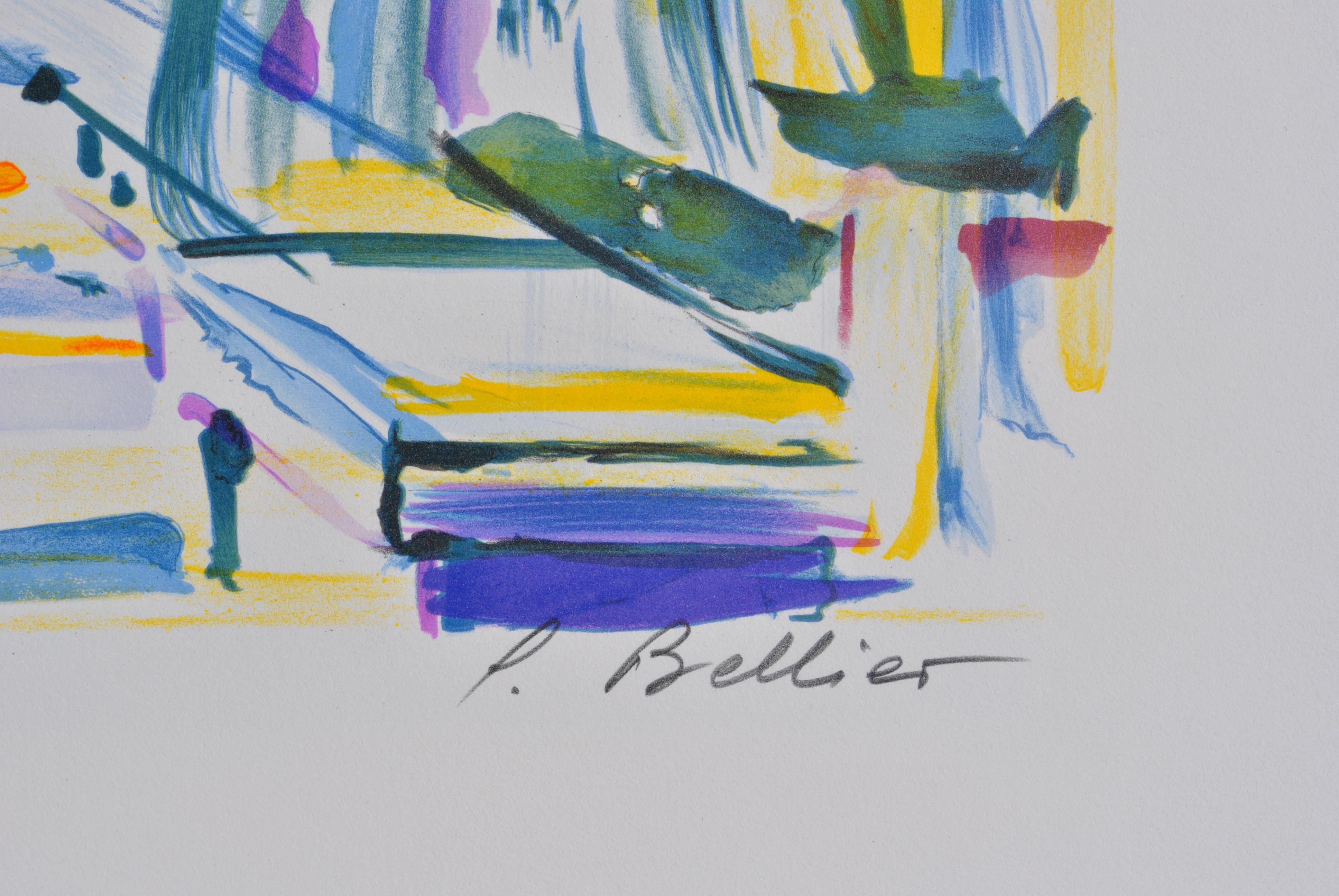 RIVIERA : Negresco palace - Original Lithograph, HANDSIGNED & Ltd /250 - Gray Landscape Print by Pierre BELLIER
