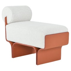 Banc Pierre, tissu d'ameublement en tissu, structure en fer doublée en cuir, un siège