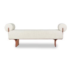 Pierre Bench, Upholstery in Fabric, Iron Structure Lined in Leather, Two Seats