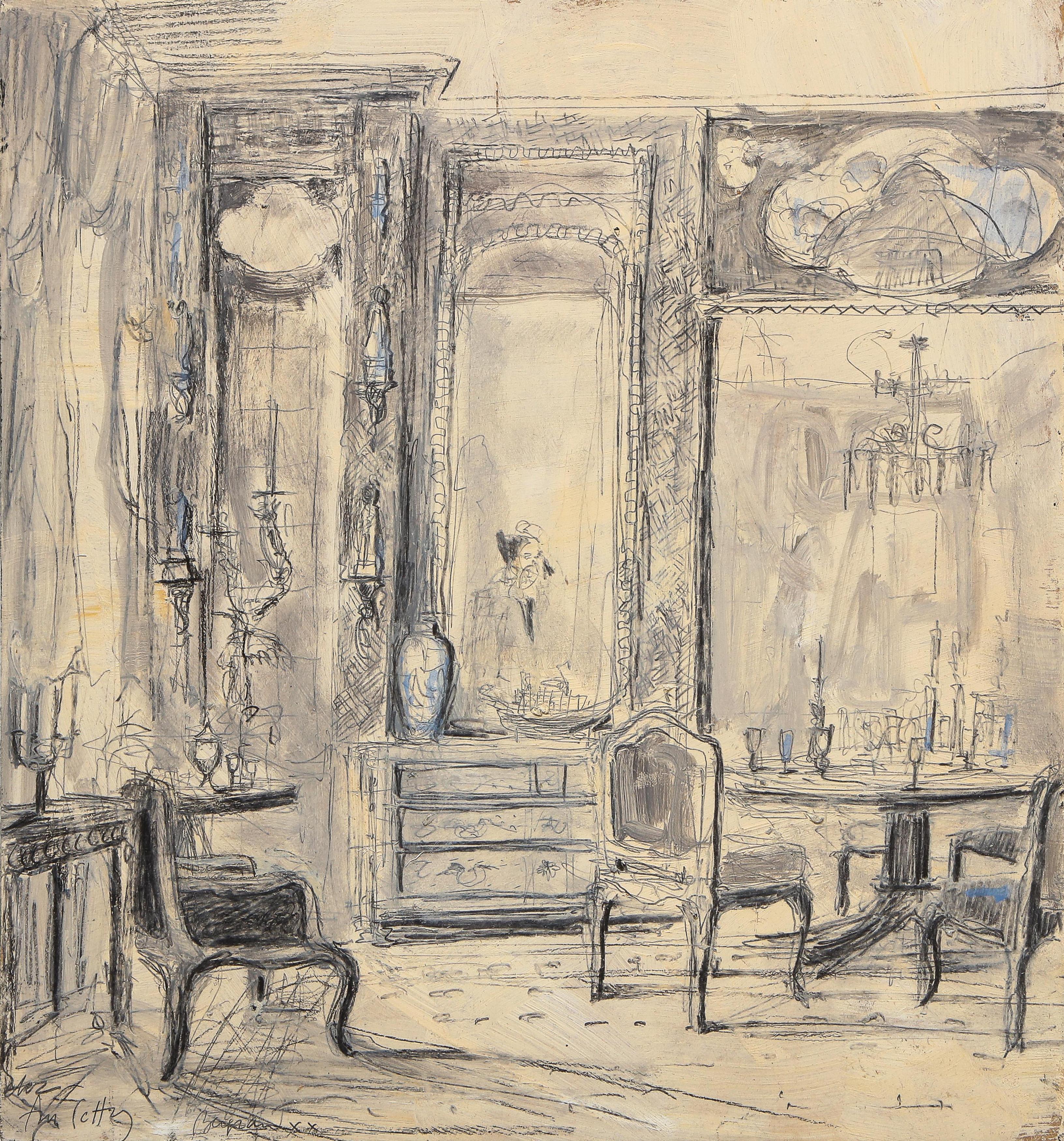 Pierre Bergian Interior Painting - Dining Room of Ann Getty, 2880 Broadway, San Francisco