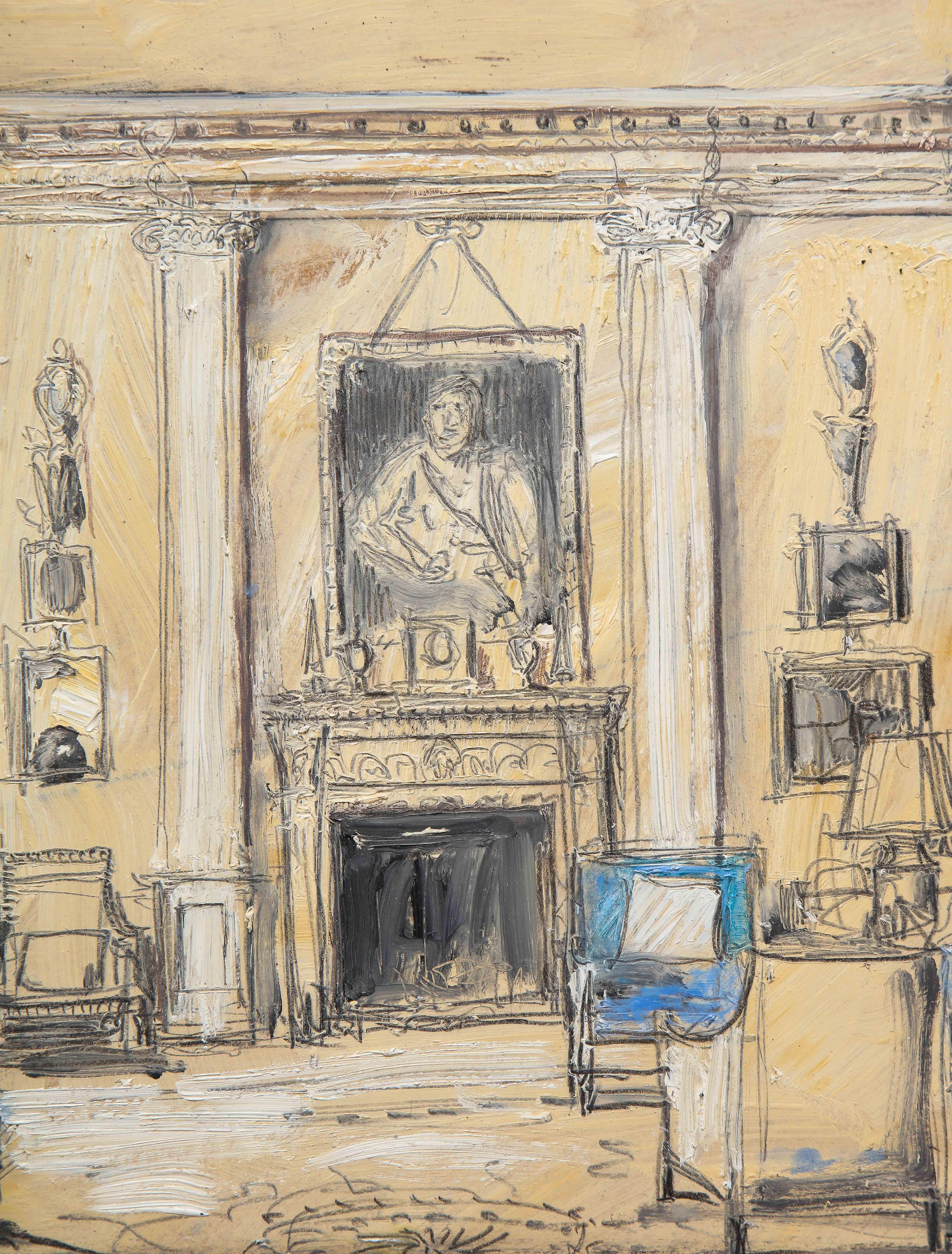 Zeichnenszimmer von Evangeline und David Bruce, Albany, Piccadilly, London (Beige), Interior Painting, von Pierre Bergian