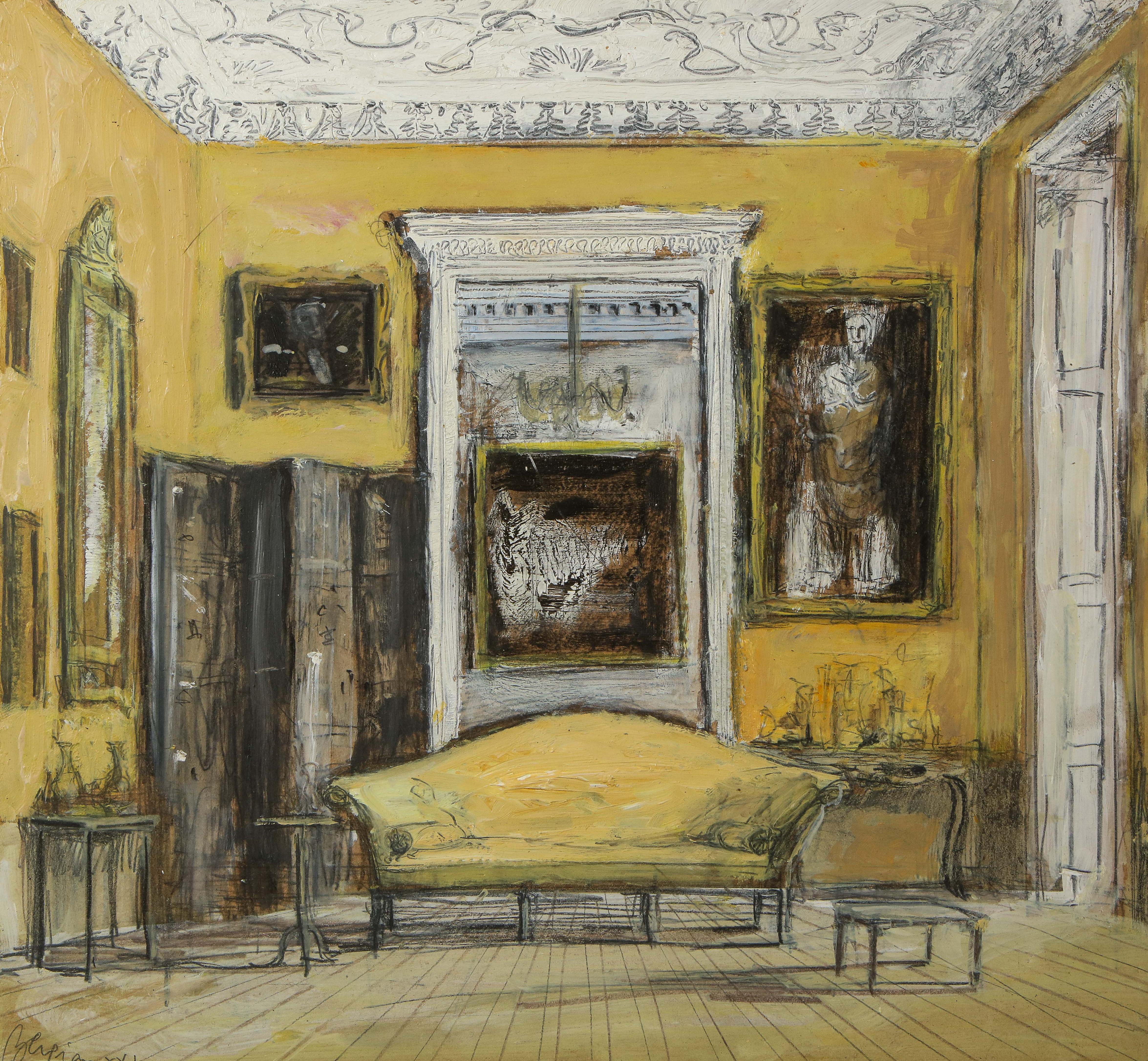 Pierre Bergian Interior Painting - Drawing Room of Jasper Conran I, Ven House, Somerset, England