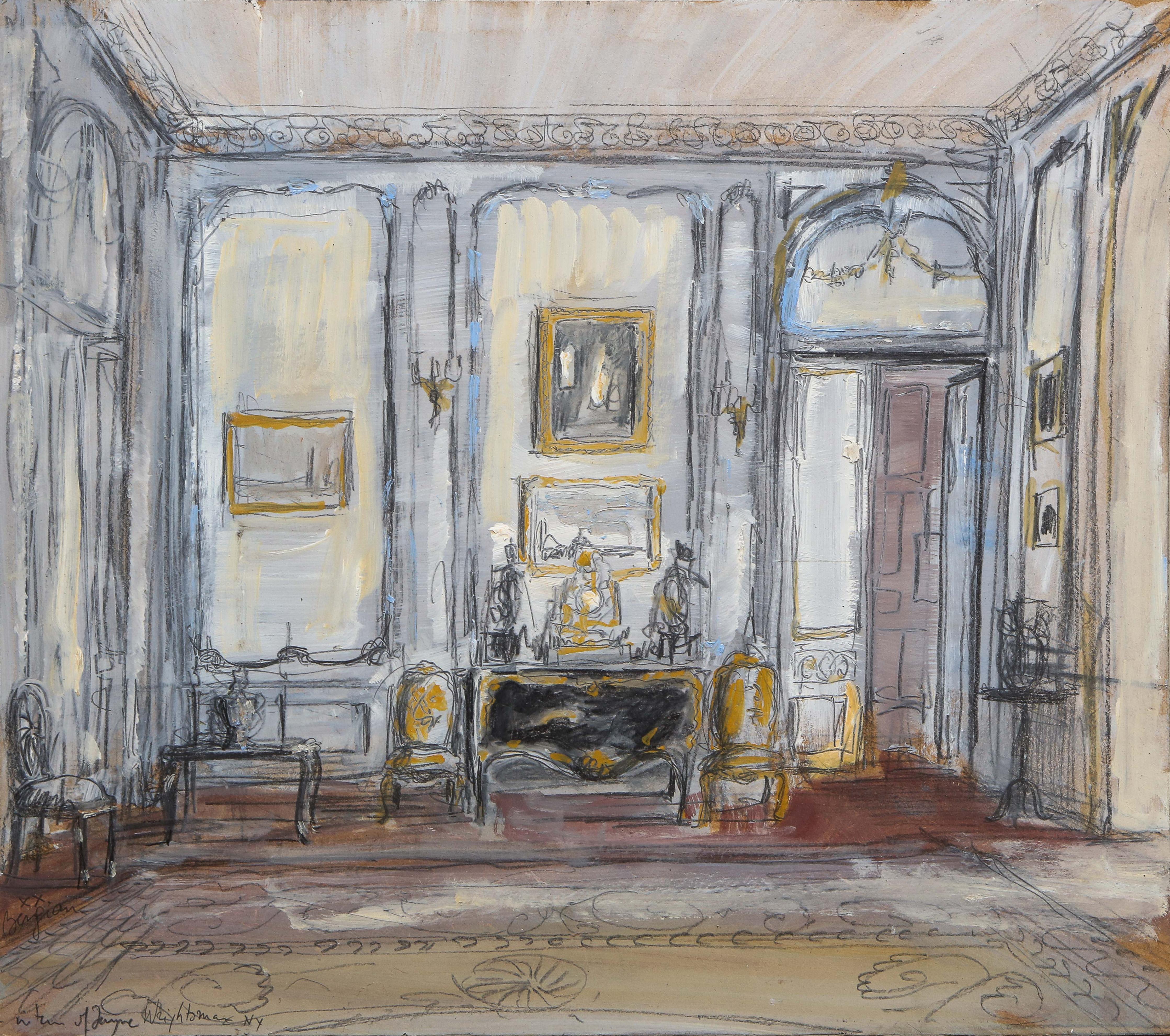 Pierre Bergian Interior Painting - Drawing Room of Jayne Wrightsman, 820 Fifth Avenue, New York