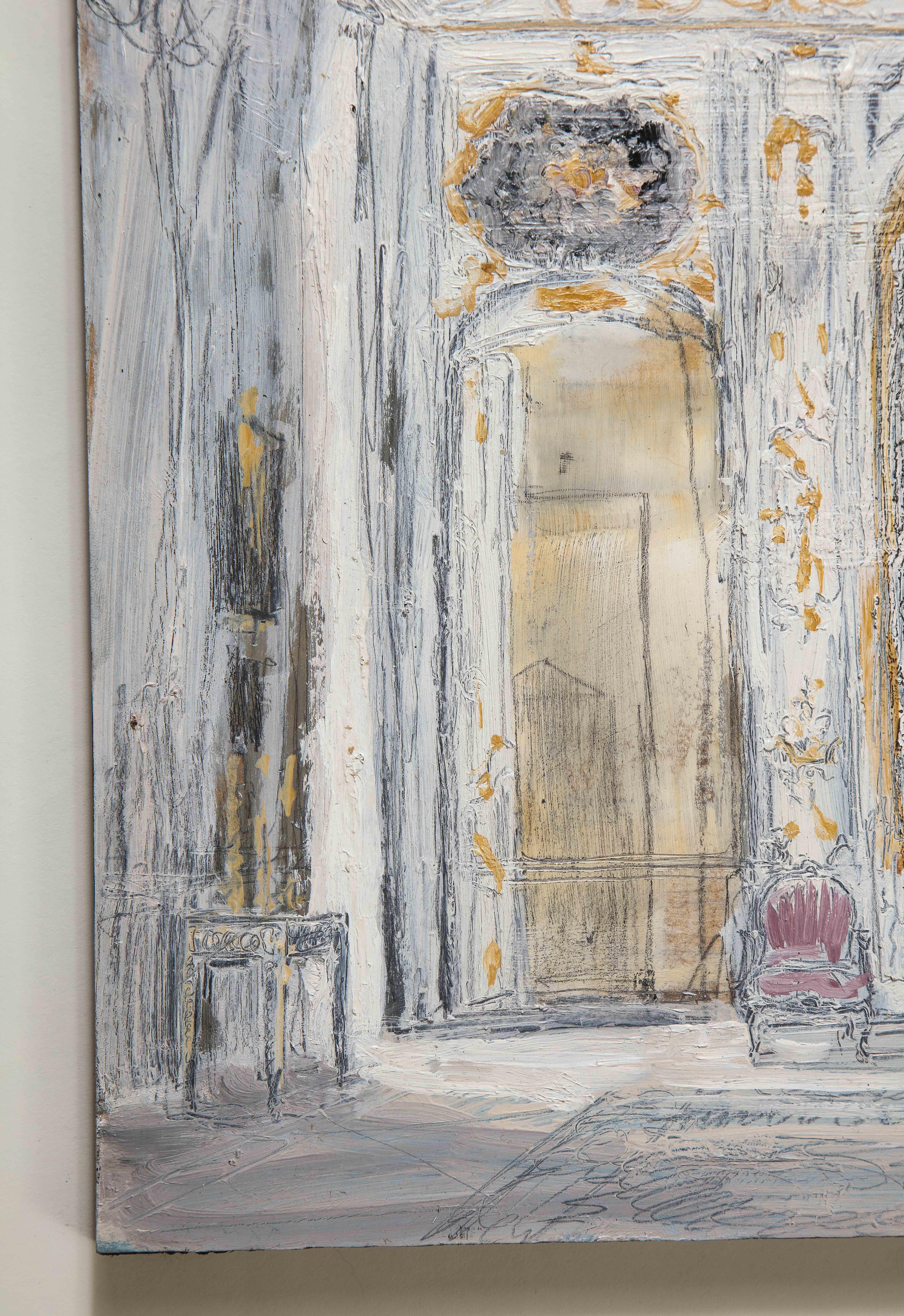 Großer Salon von Karl Lagerfeld, 51 Rue de l'Université, Paris (Grau), Interior Painting, von Pierre Bergian
