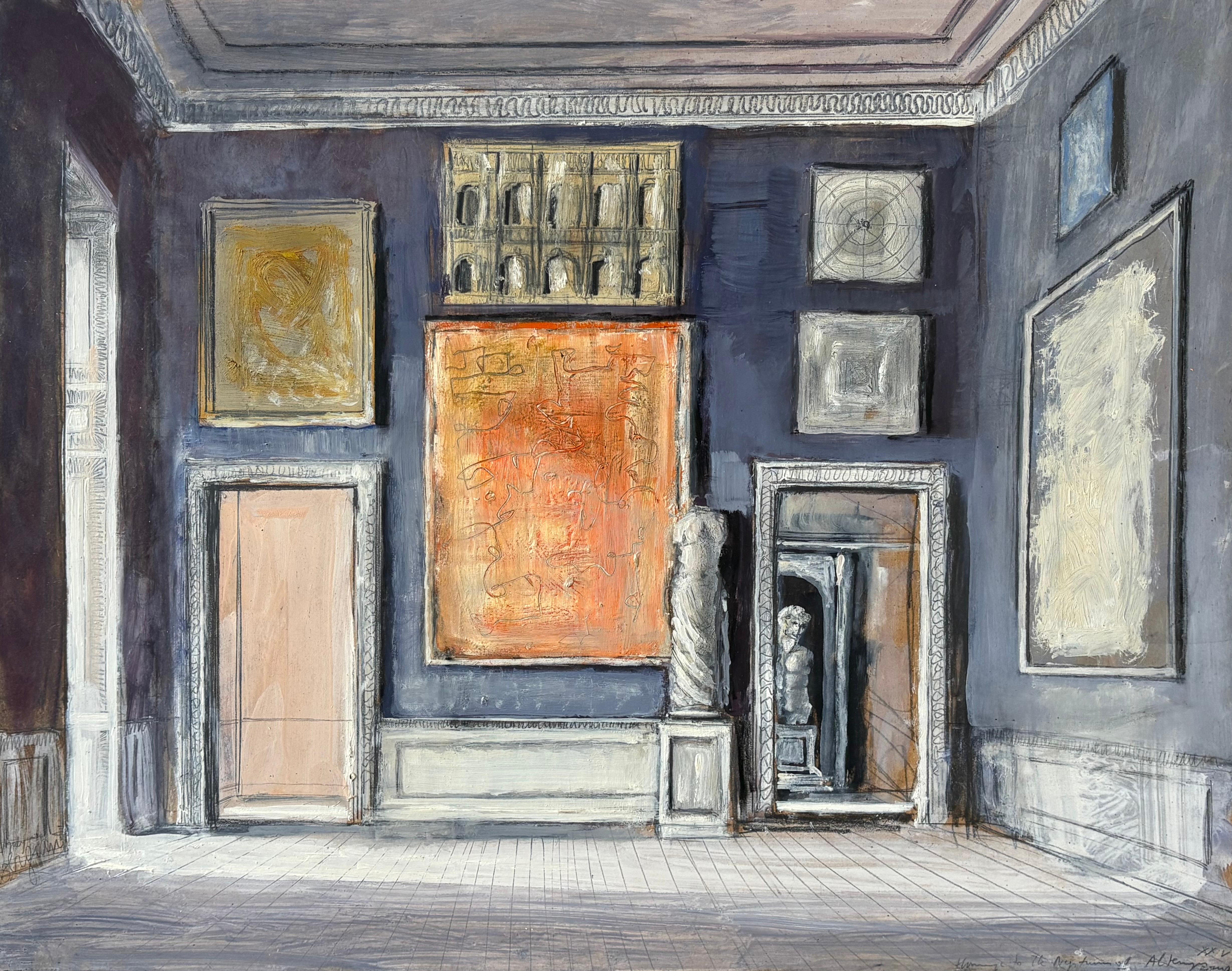 Pierre Bergian Interior Painting – Hommage an Neptunus von Altemps in Rom