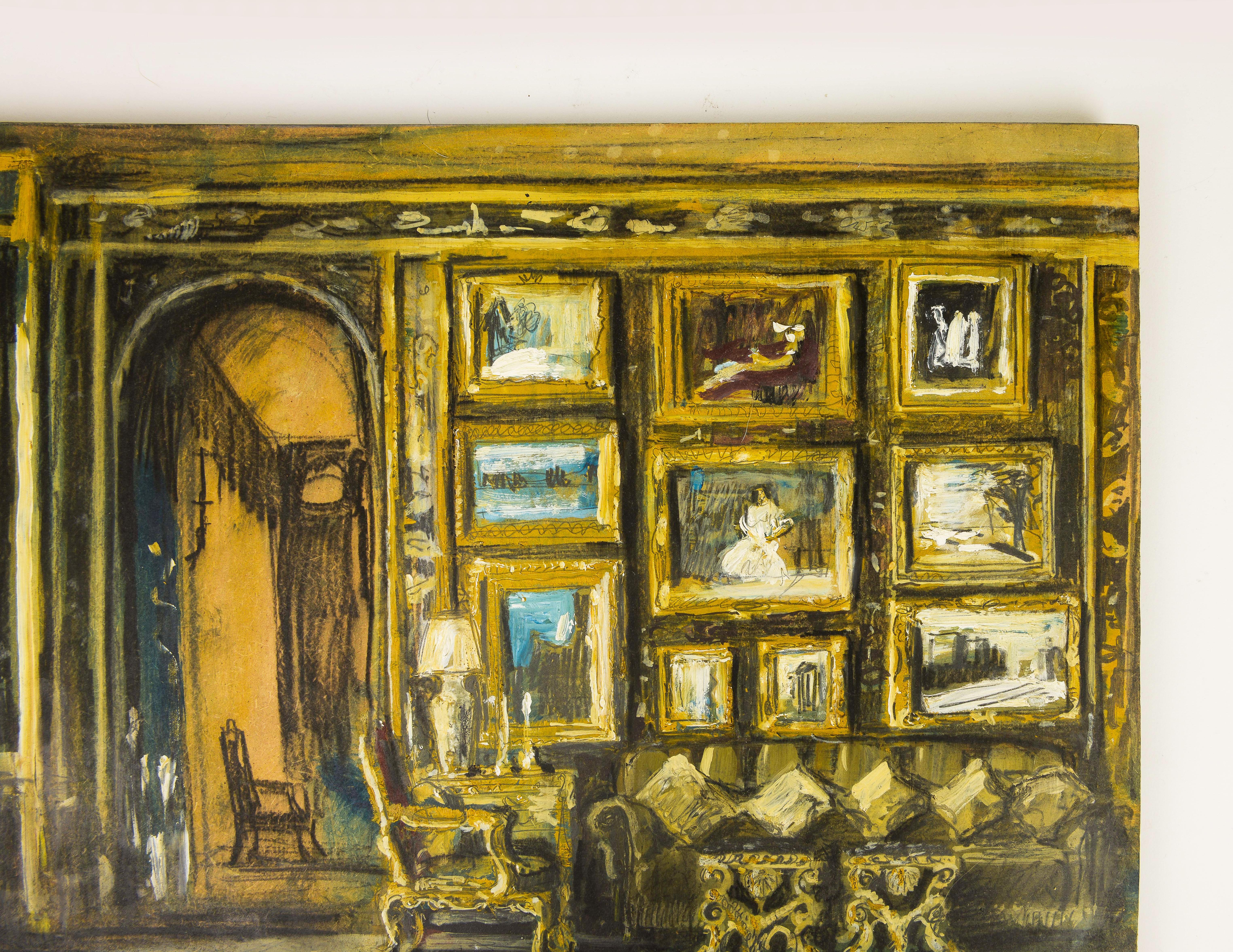 Living Room of Ann Getty, 2880 Broadway, San Francisco - Painting by Pierre Bergian