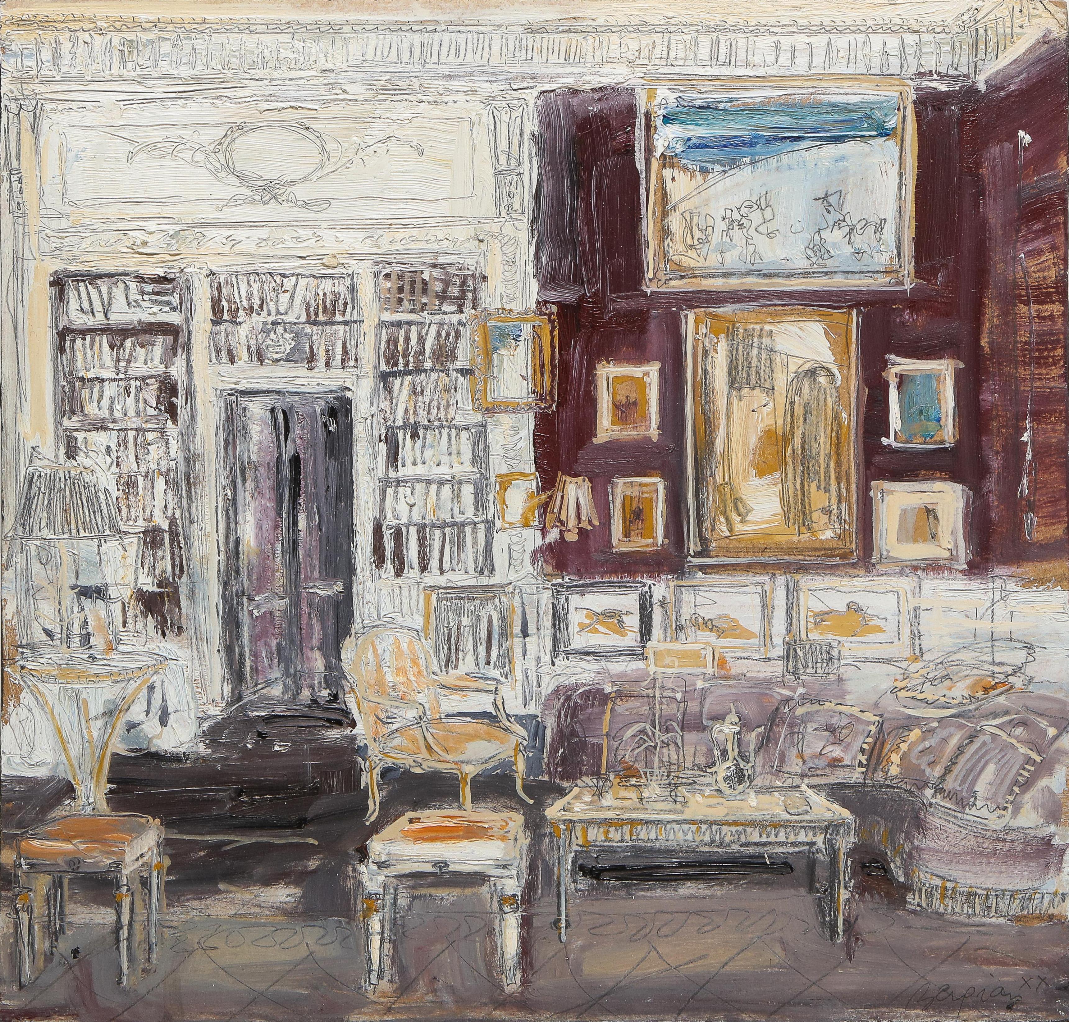 Pierre Bergian Interior Painting - Living Room of Kenneth Jay Lane, 23 Park Avenue, New York