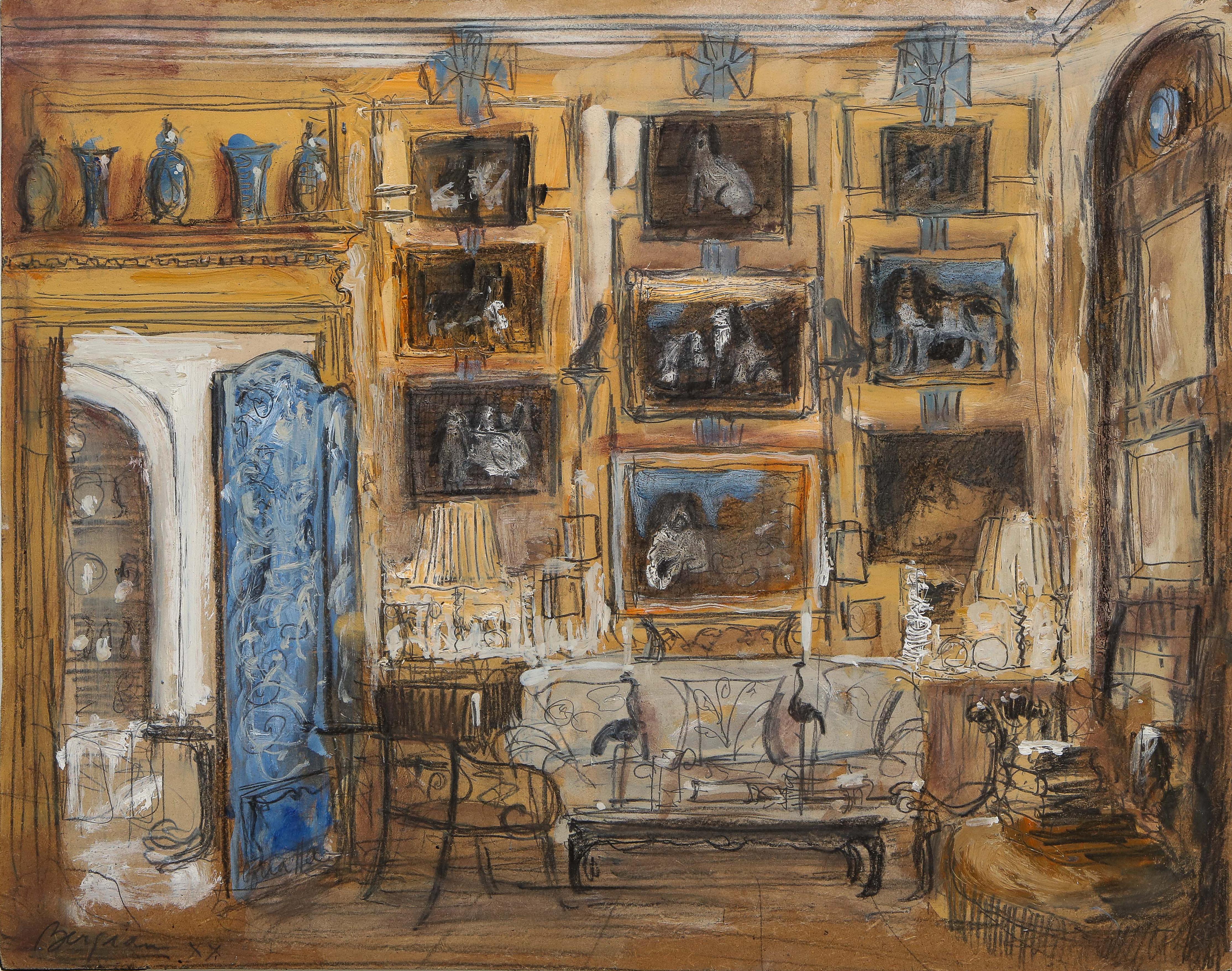 Pierre Bergian Interior Painting - Living Room of Mario Buatta, 120 East 80th Street, New York