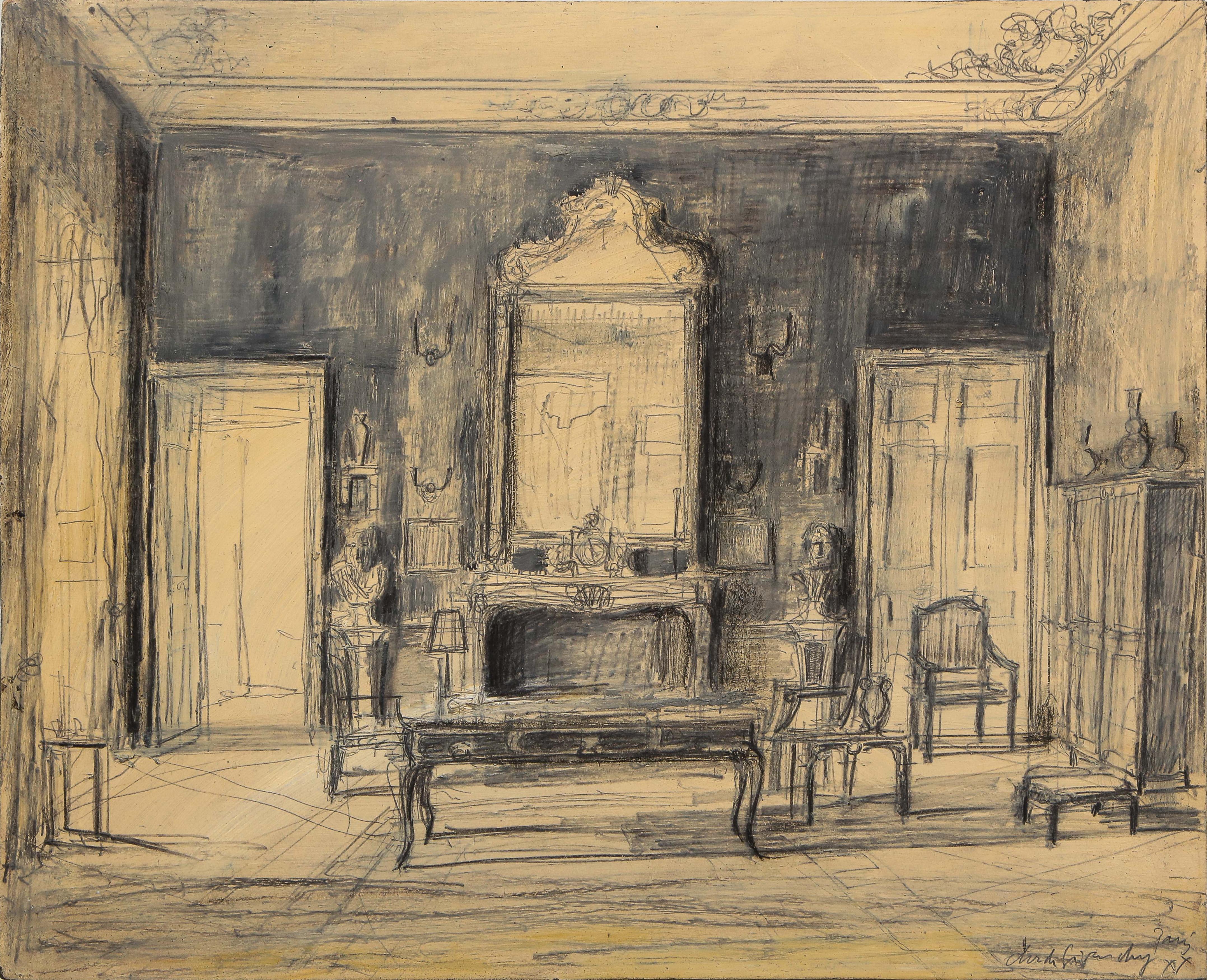 Pierre Bergian Interior Painting - Salon of Hubert de Givenchy, Hôtel d’Orrouer, Rue de Grenelle, Paris