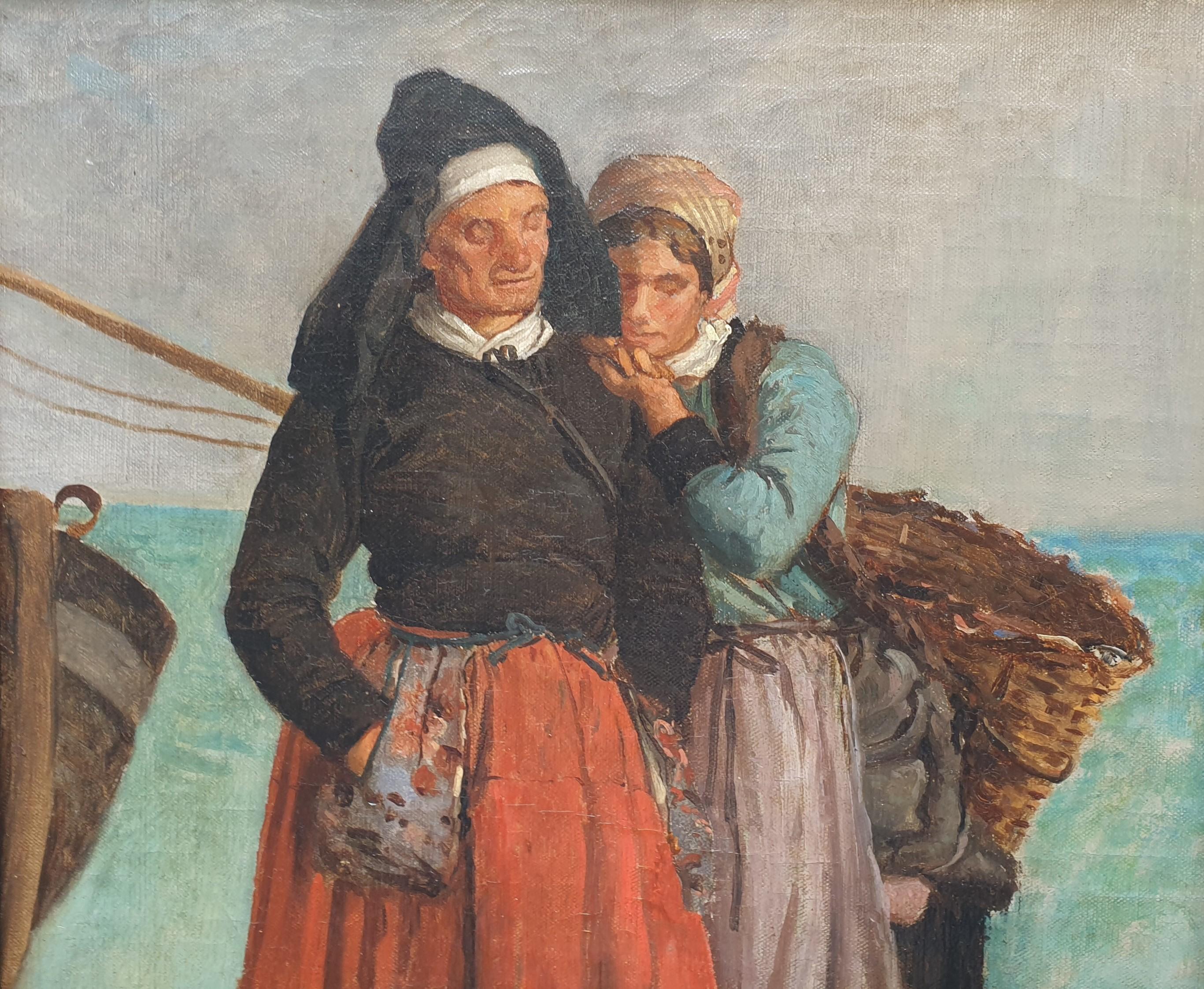 Realist french painting Fishermen wifes BILLET portrait costumes 19th  For Sale 1