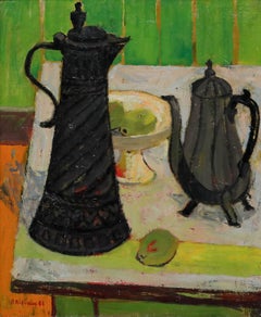 Pierre Bisiaux (1924-2005) - 1948 Oil, Pewter and Pears