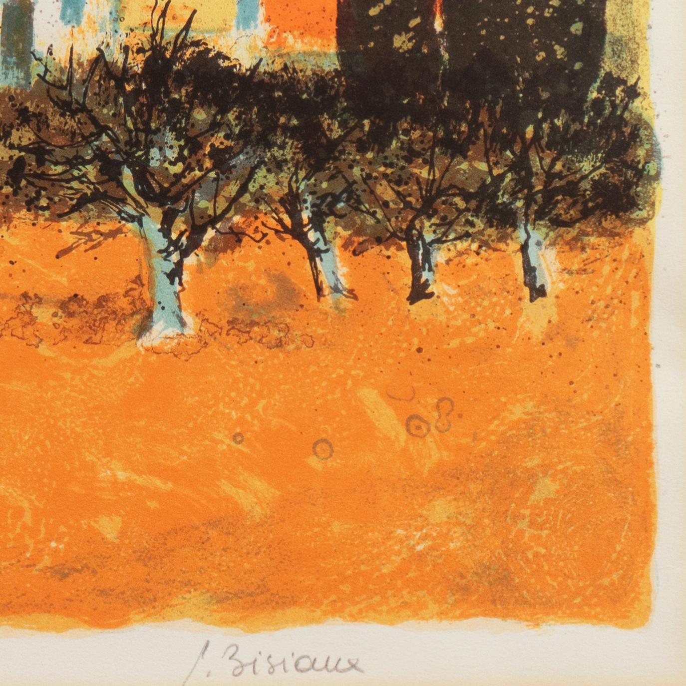 'Sunset over Provence', Paris Salon, Musée d'Art Moderne, Benezit - Post-Impressionist Print by Pierre Bisiaux