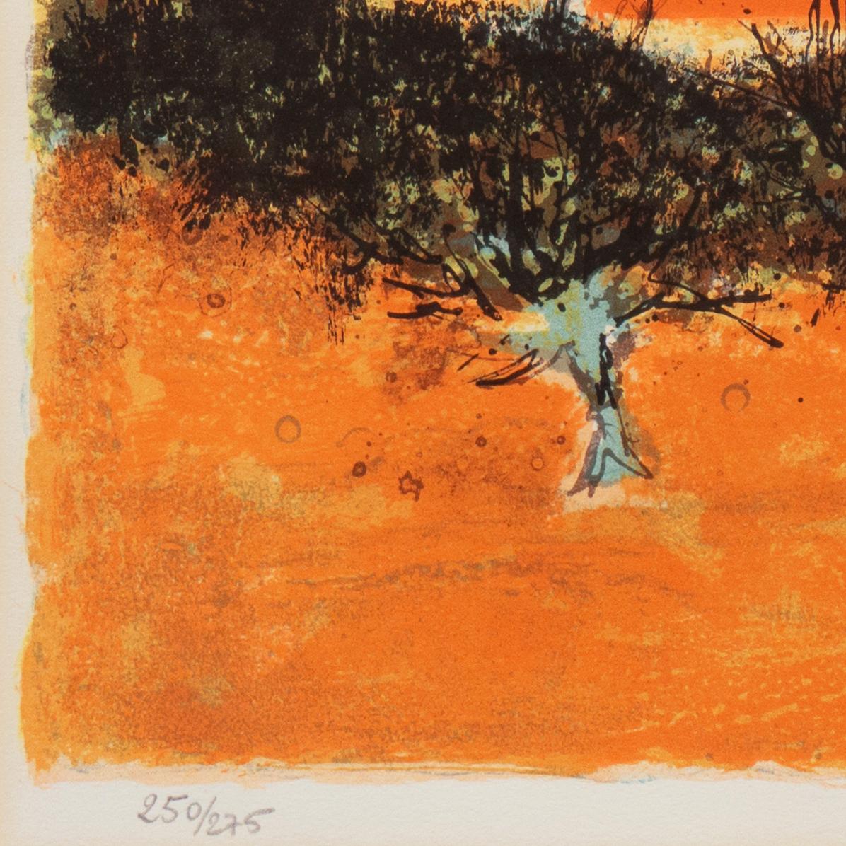 'Sunset over Provence', Paris Salon, Musée d'Art Moderne, Benezit - Brown Landscape Print by Pierre Bisiaux