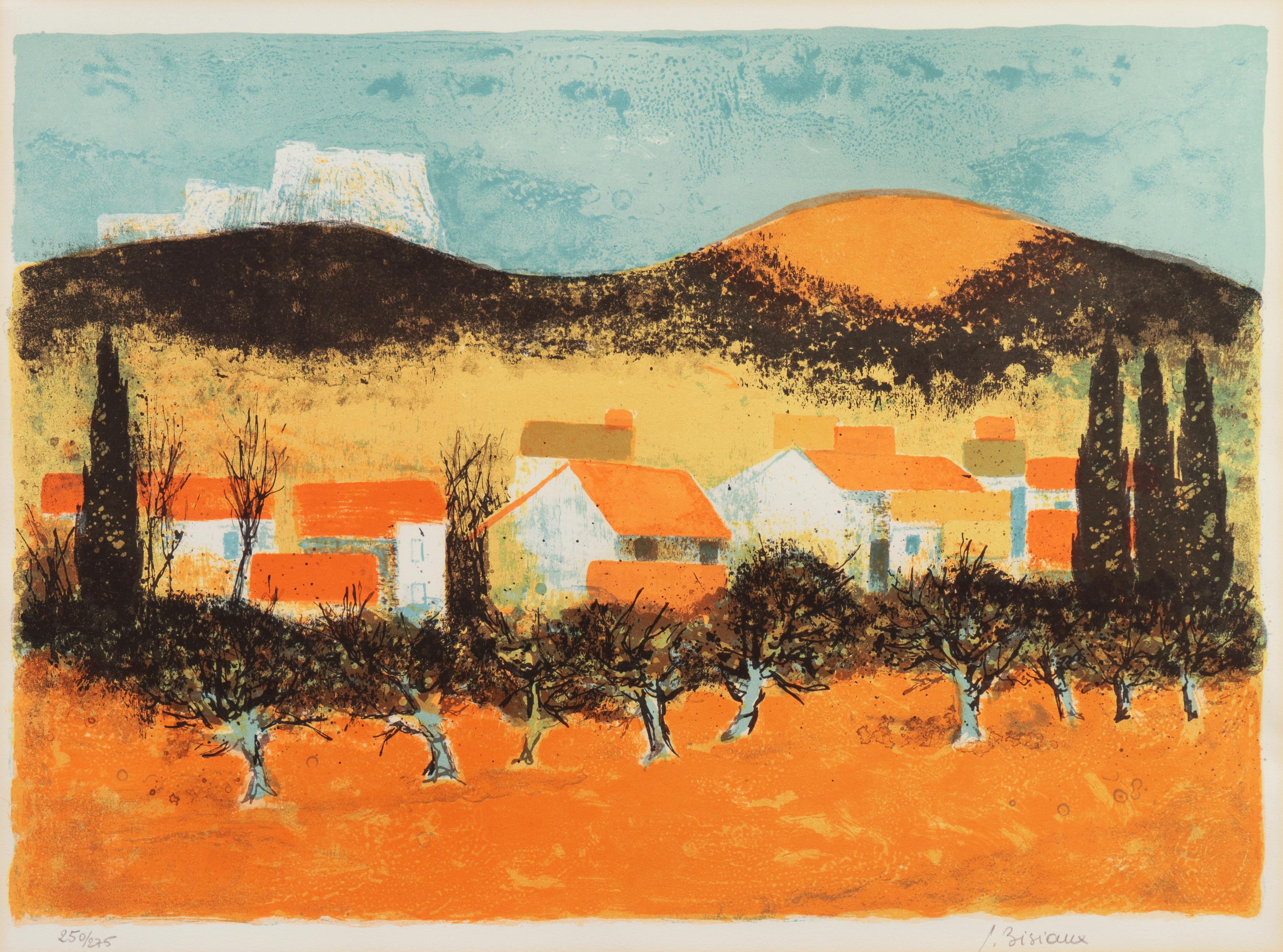 « Sunset over Provence », Salon de Paris, Musée d'Art Moderne, Bénézit - Print de Pierre Bisiaux