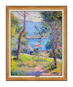 Vintage Pierre Bittar Authentic Painting Oil On Canvas Original Signed Seascape Artwork