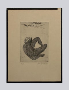 Woman at the Sea – Frau am Meer – Original-Radierung von Pierre Boncompain, 1950 ca