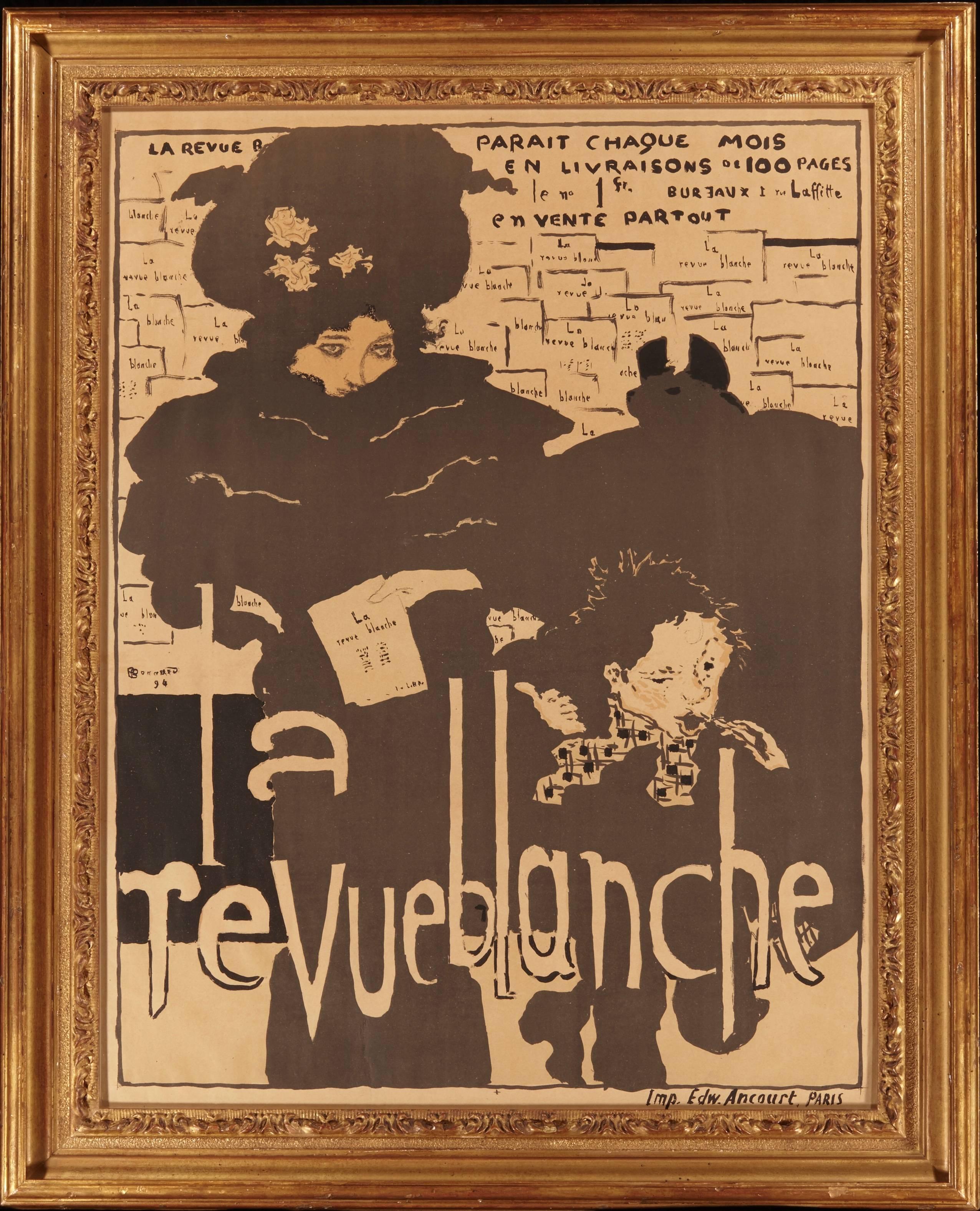 Pierre Bonnard 1894 La Revue Blanche Art Nouveau poster.
Pierre Bonnard (French, 1867-1947)
La Revue Blanche, 1894
Lithograph in colors on wove paper
Printed by Edward Ancourt, Paris

Sheet dimensions:
Height 32 inches (81 cm)
Width 24.5 inches