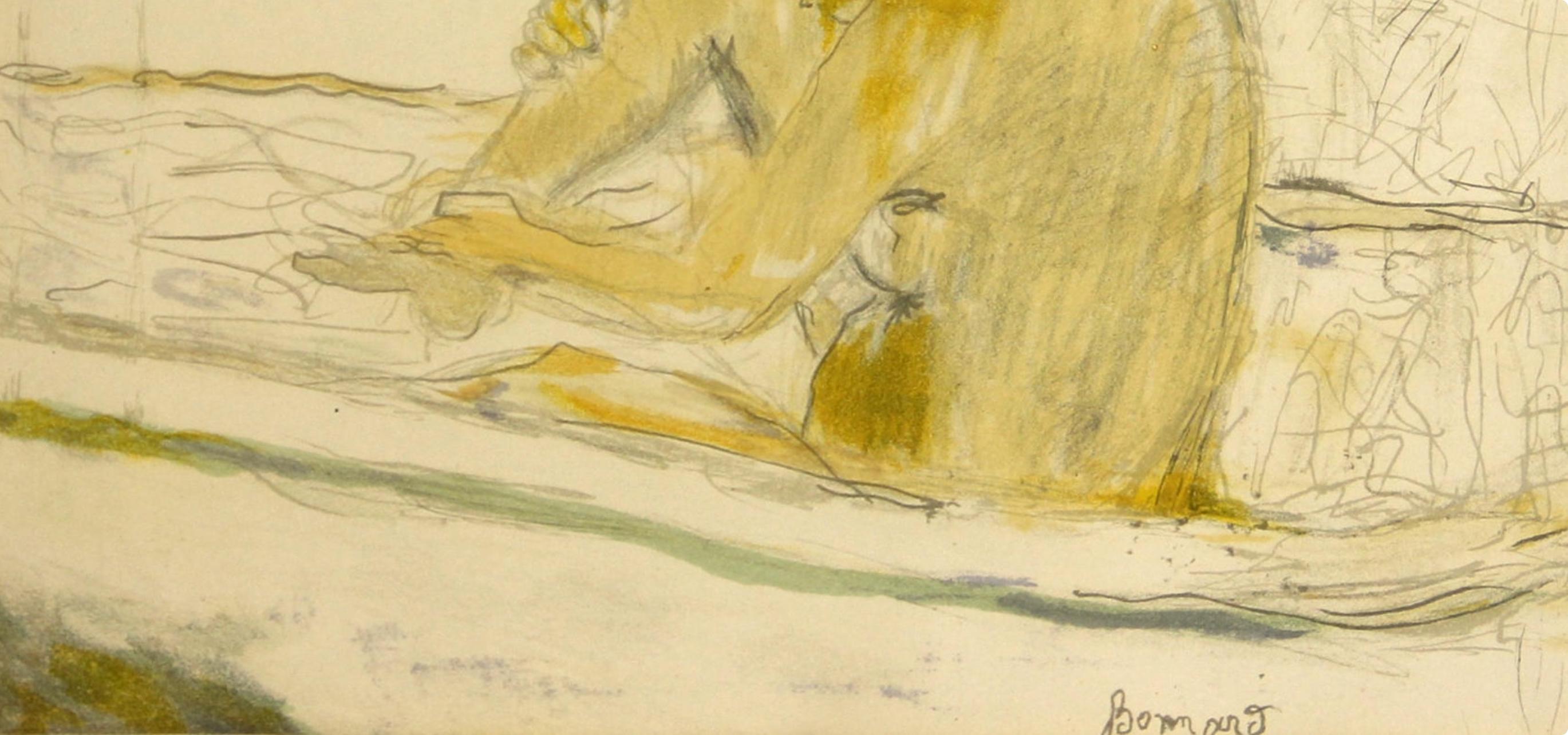 Bonnard, Femme assise dans sa baignoire, Bonnard Lithographe (after) - Print Posimpresionista de Pierre Bonnard