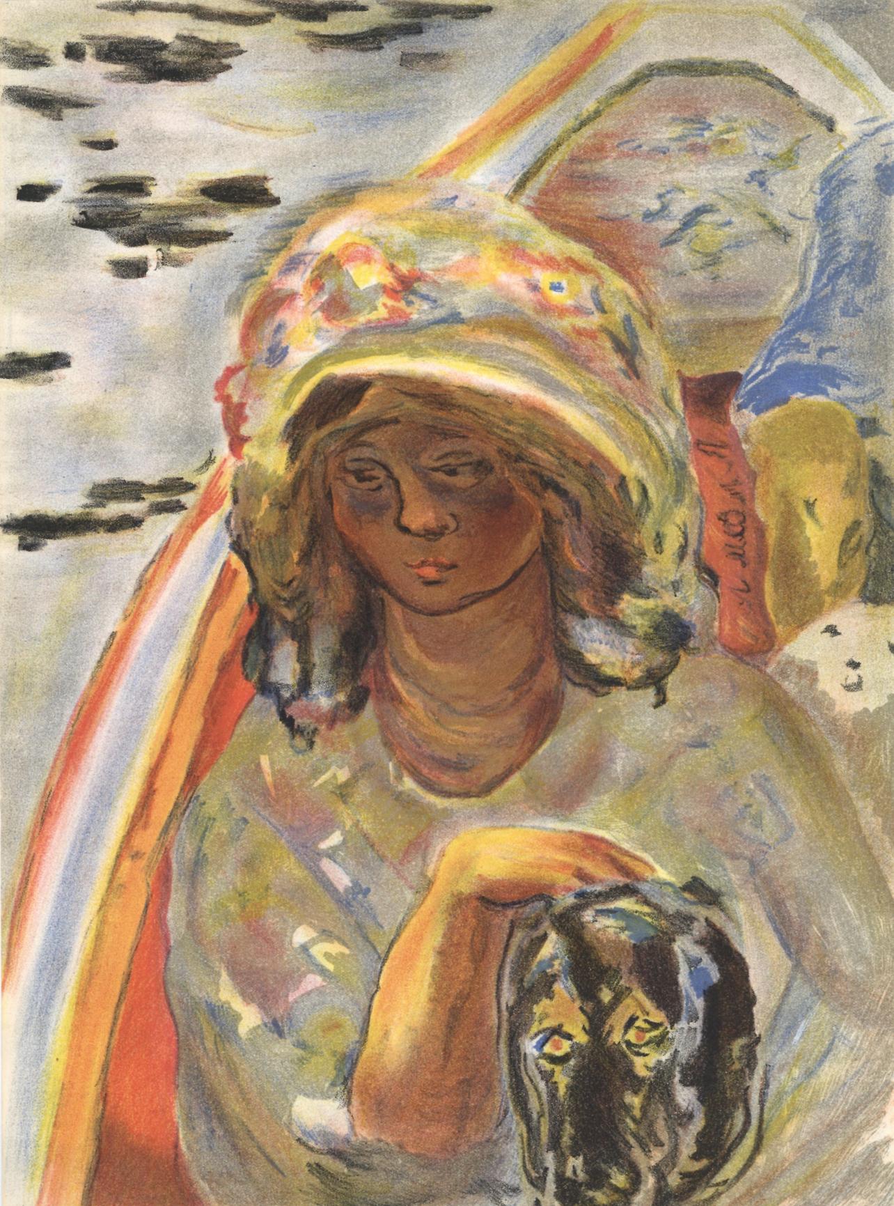 Pierre Bonnard Abstract Print – Bonnard, Jeune fille dans une barque, Verve: Revue Artistique (nach)