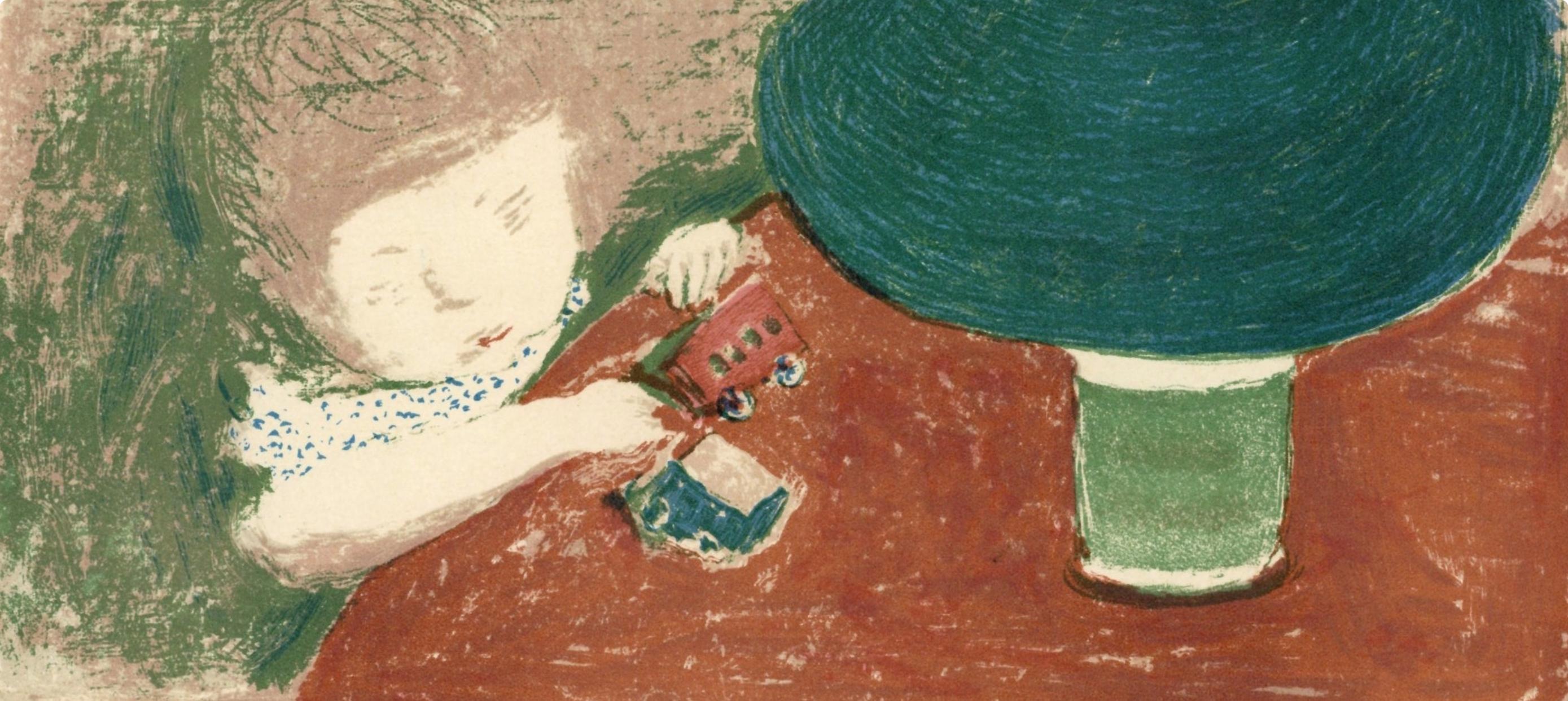 Bonnard, L´Enfant a la lampe, Bonnard Lithographe (after) - Brown Figurative Print by Pierre Bonnard