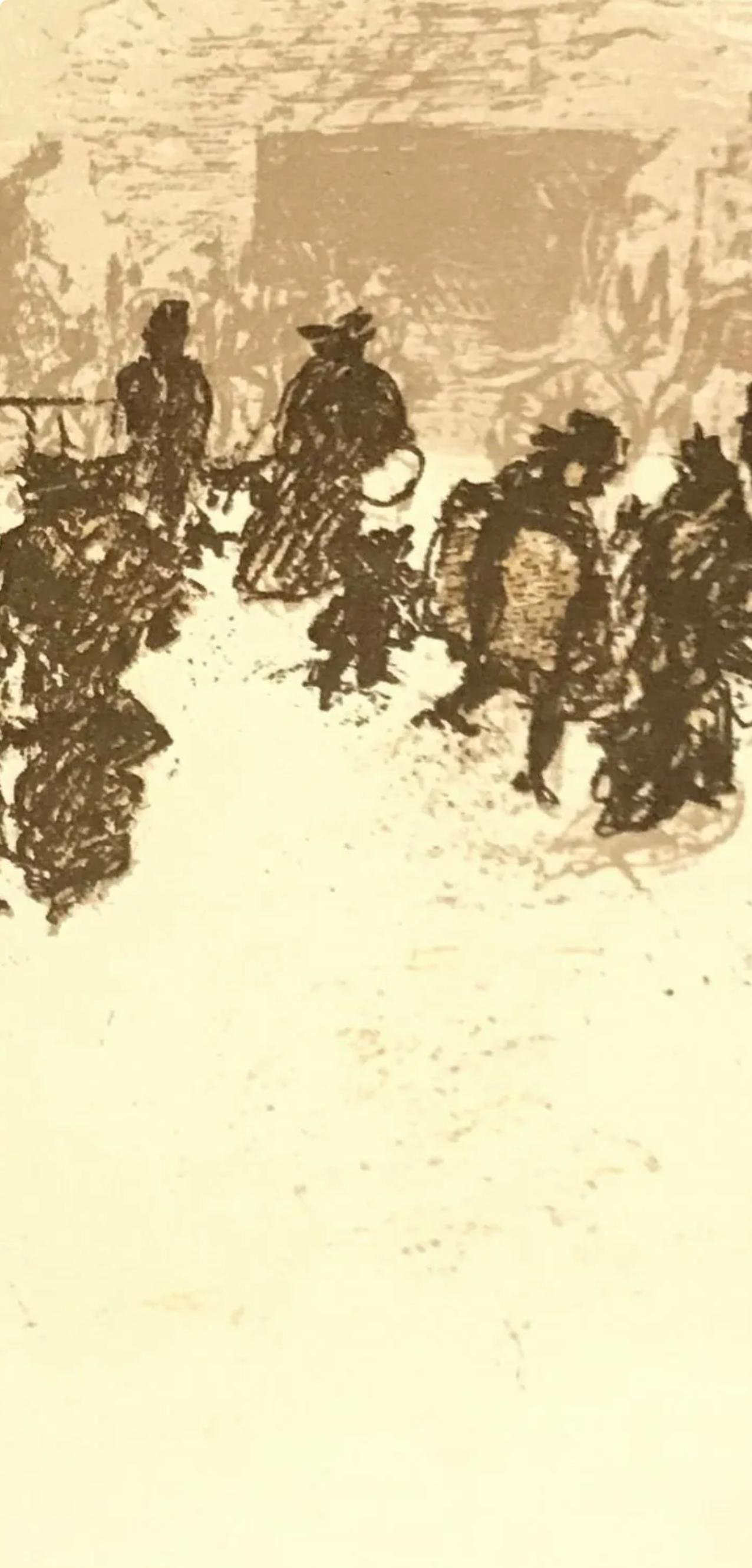 Bonnard, Le Pont des Arts, Bonnard Lithographe (after) - Orange Figurative Print by Pierre Bonnard