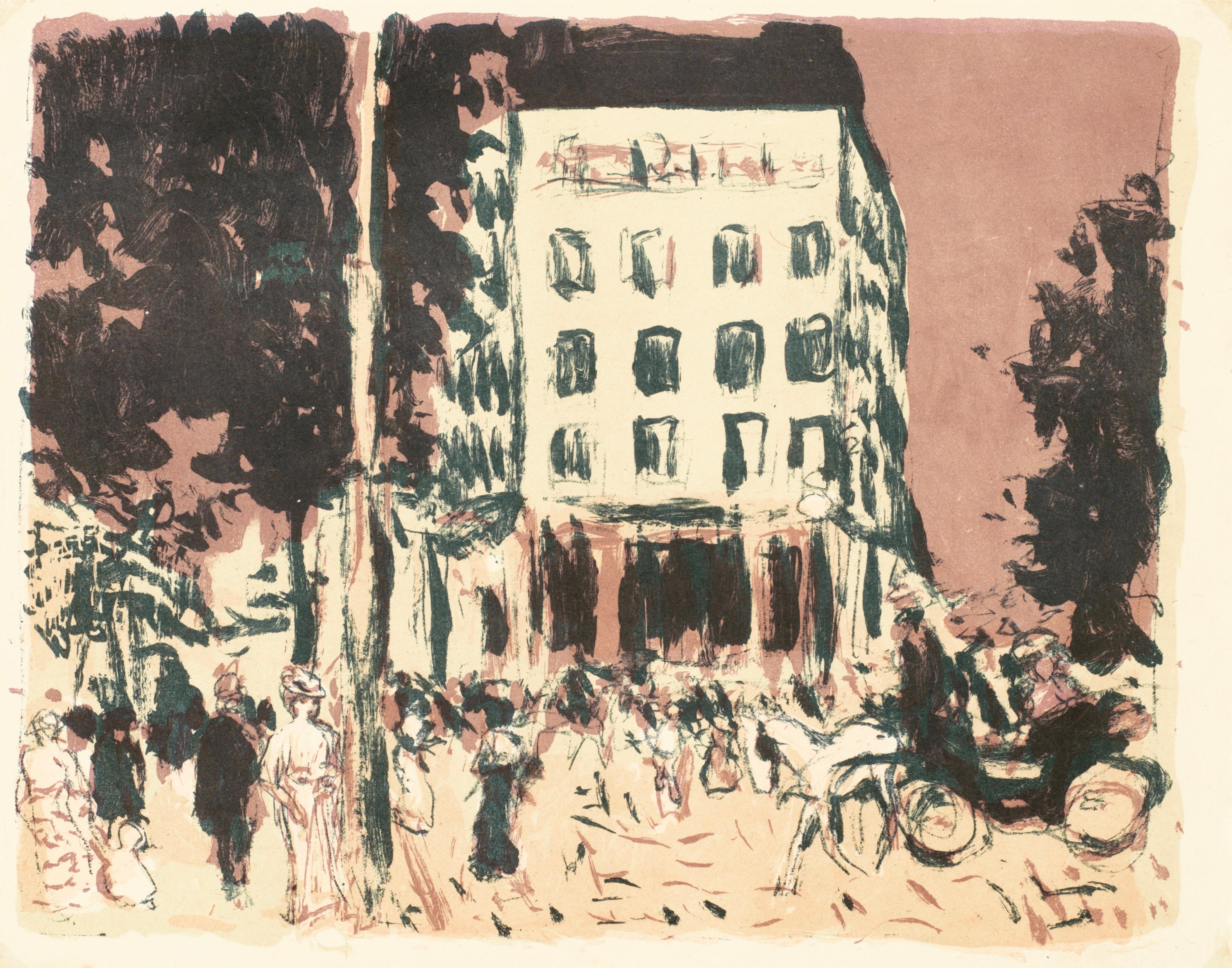 Medium: Lithograph on grand vélin Renage filigrané paper.
Year: 1952
Paper Size: 9.5 x 12.5 inches; image size: 7.48 x 9.45 inches
Inscription: Unsigned and unnumbered, as issued
Notes: From the album, Bonnard Lithographe, 1952. Published by