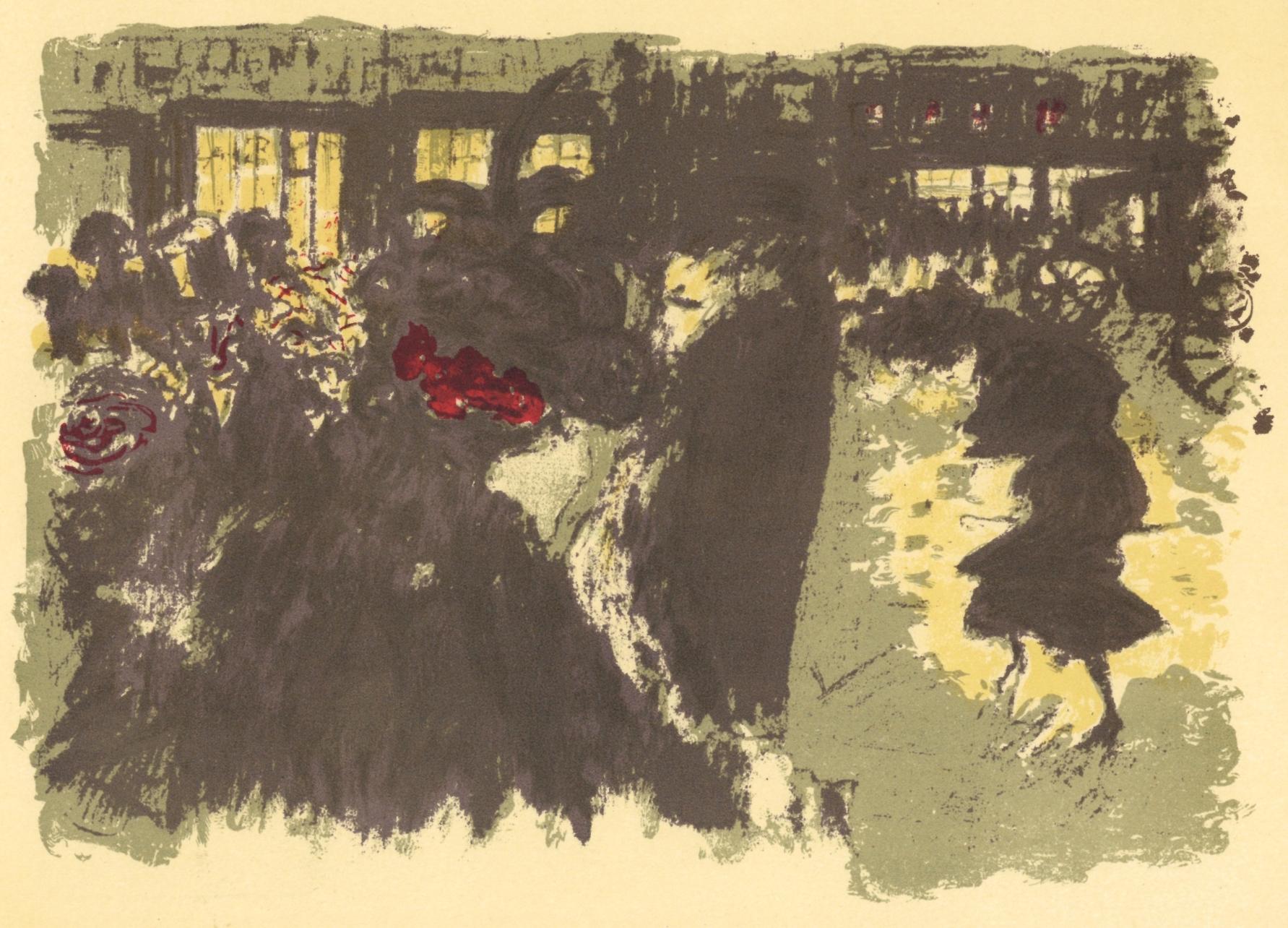 Figurative Print Pierre Bonnard - Bonnard, Place le soir, lithographie de Bonnard (après)