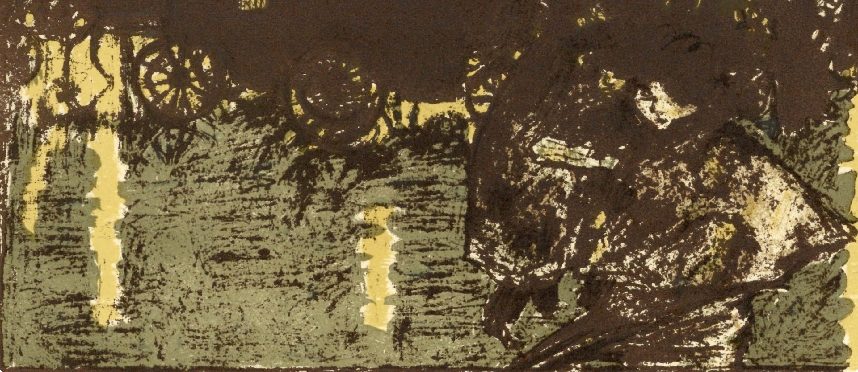 Bonnard, Rue le soir sous la pluie, Bonnard Lithographe (after) - Figurative Print Marrone di Pierre Bonnard