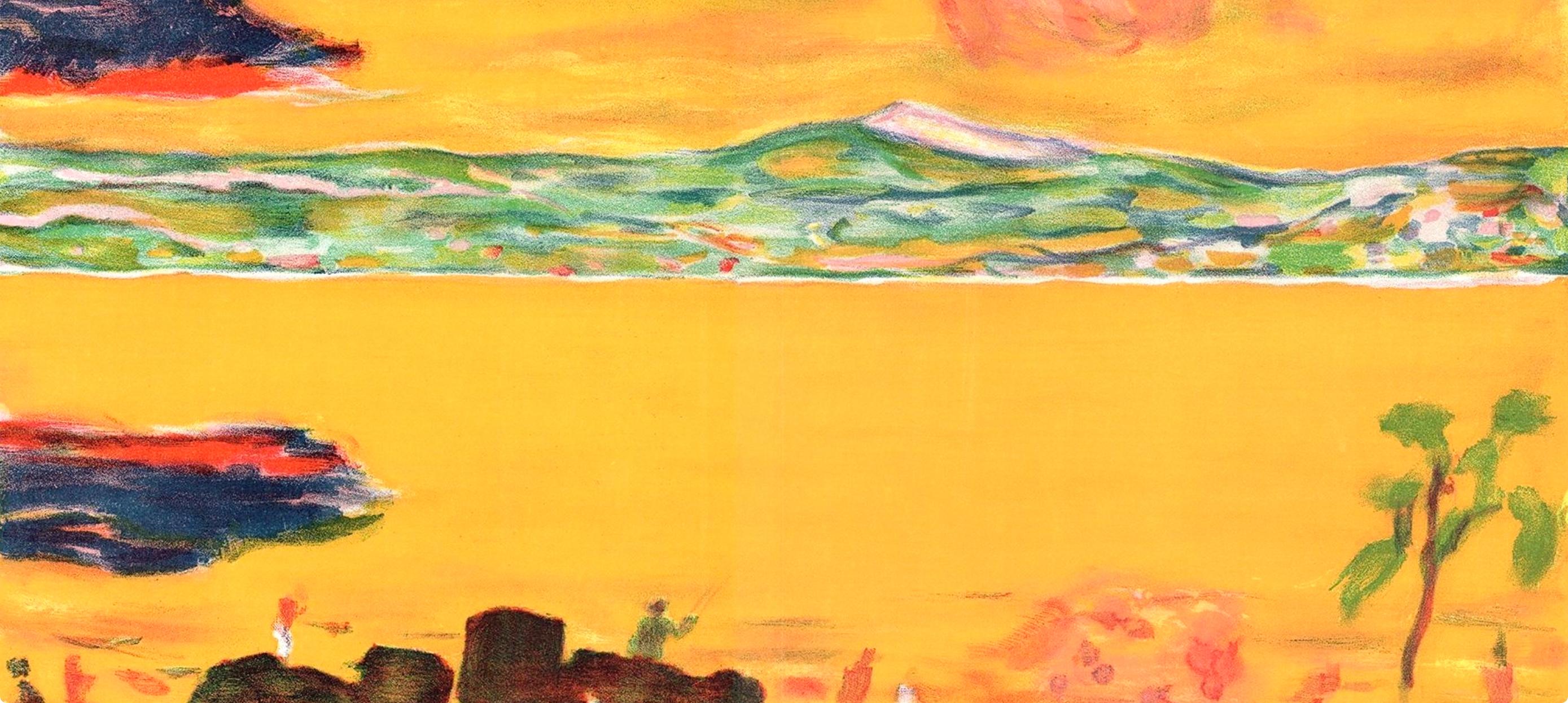 Coucher De Soleil Sur La Méditerranée, Verve: Revue Artistique et Littéraire - Orange Landscape Print by Pierre Bonnard