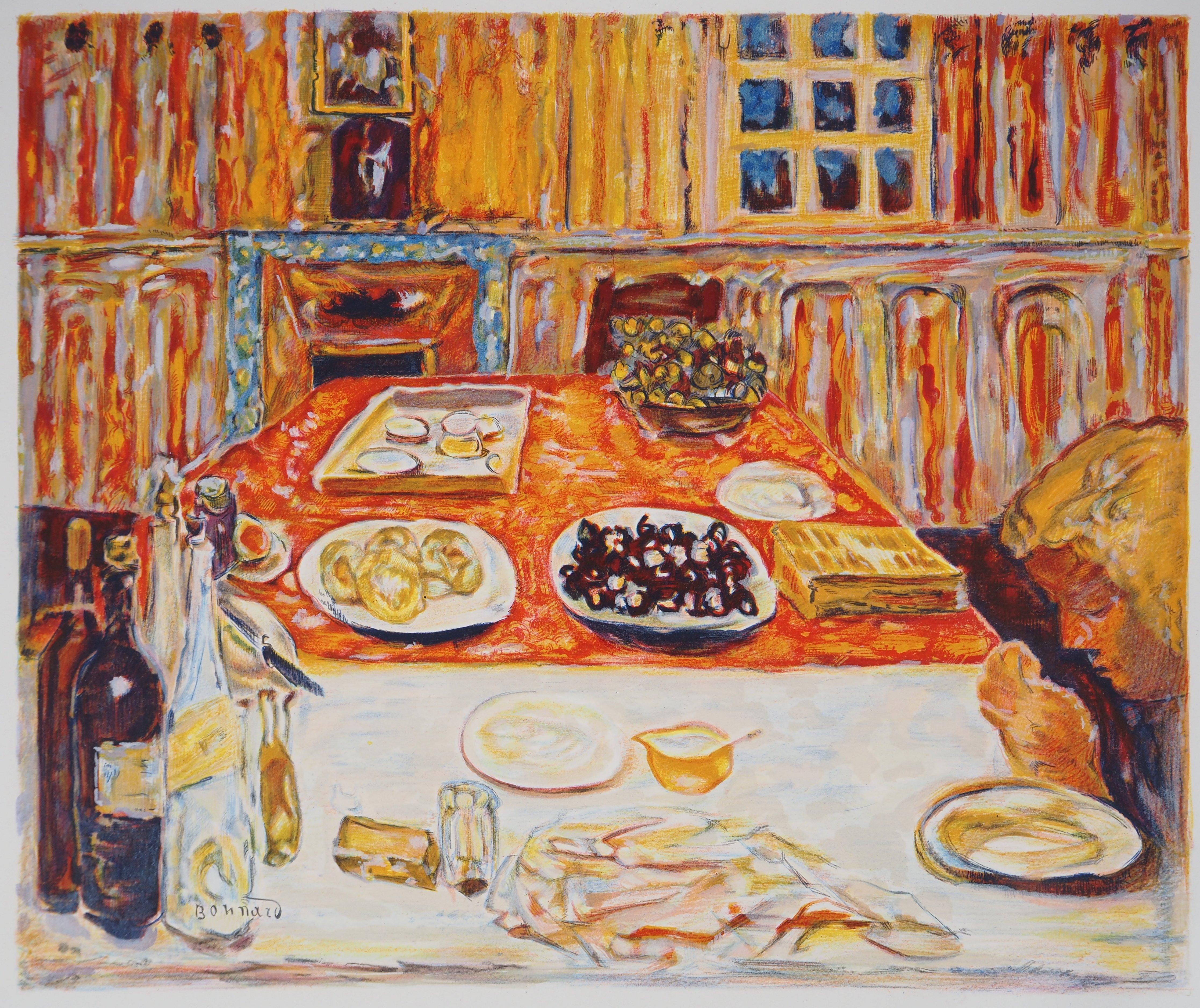 Fauvistisch: Abendessen in Orange – Lithographie # Mourlot (Fauvismus), Print, von Pierre Bonnard