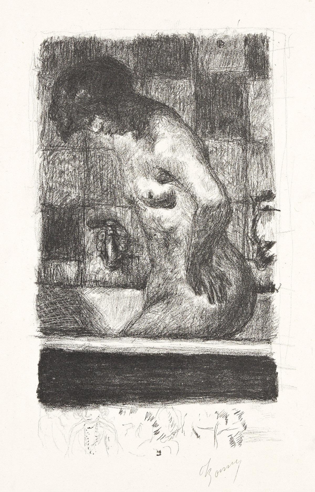 Pierre Bonnard Figurative Print - Femme debout dans sa baignoire