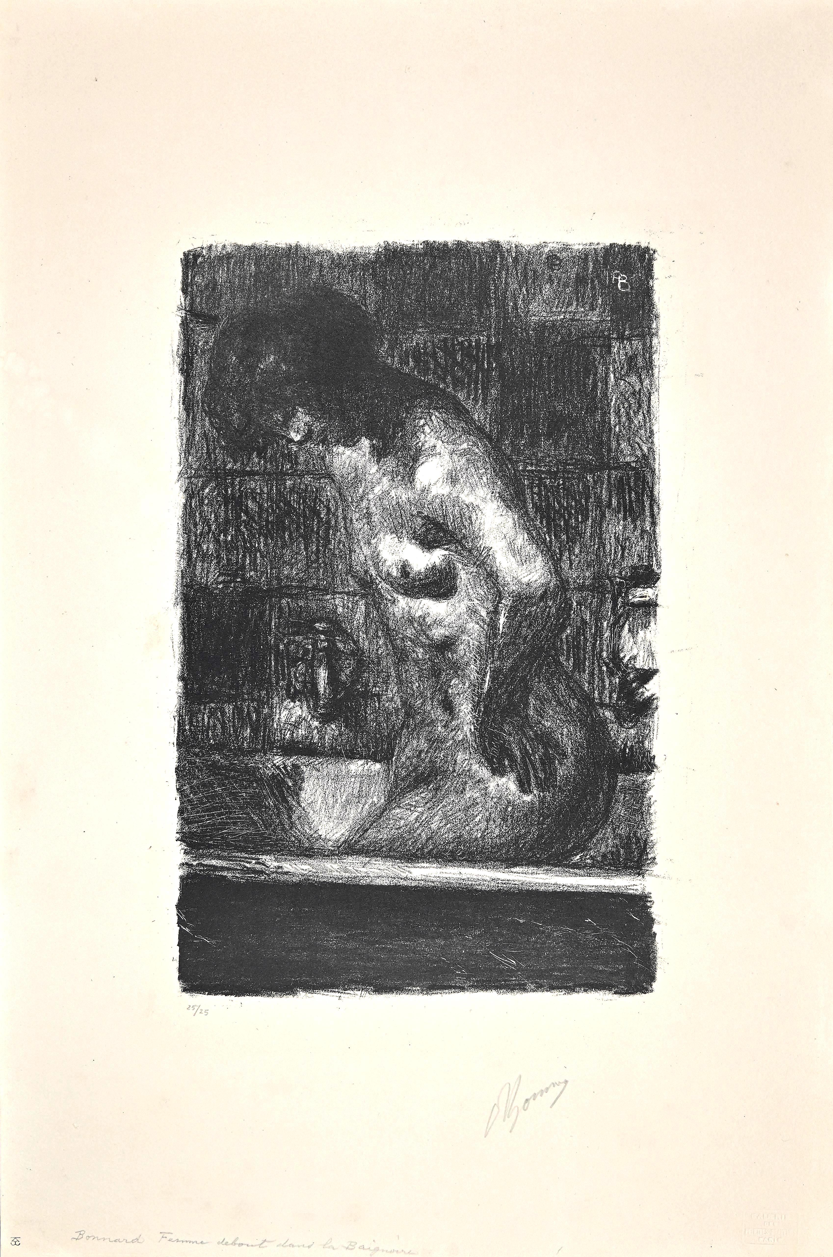 Lithographie « Femme Debout dans sa Baignoire » de Pierre Bonnard, années 1920 en vente 1