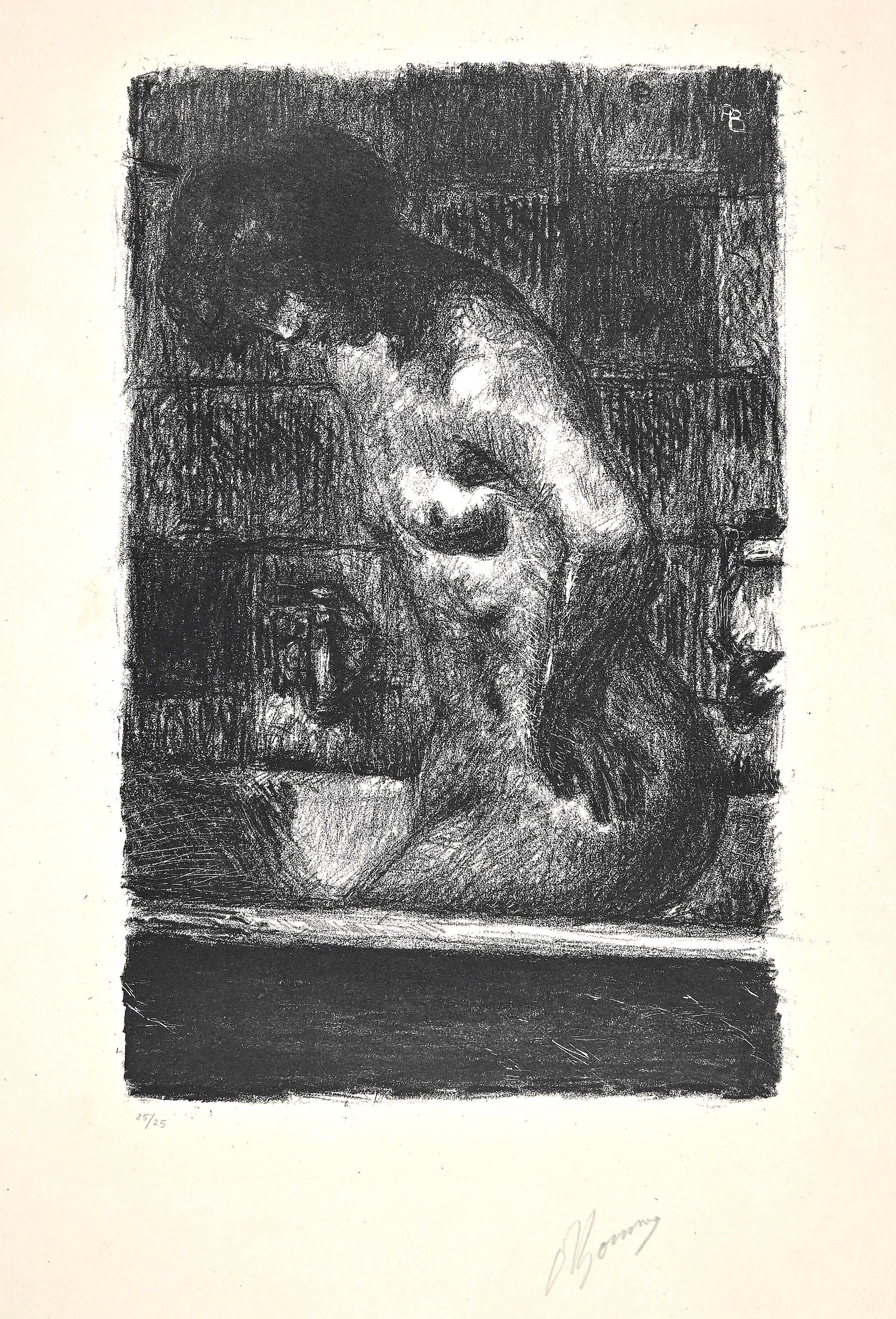 Femme Debout dans sa Baignoire - Litografía de Pierre Bonnard - Años 20
