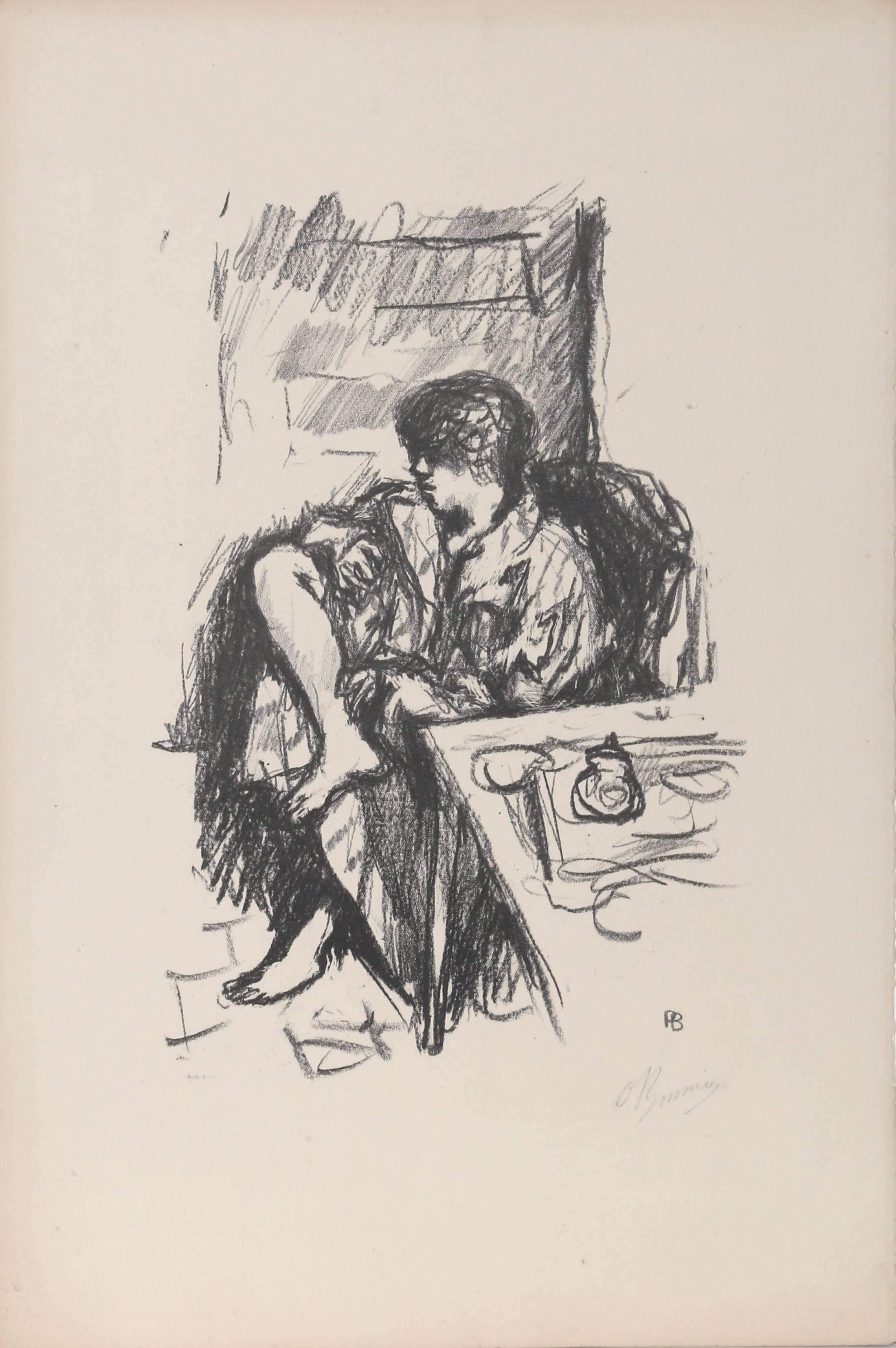 Artist: Pierre Bonnard, French (1867 - 1947)
Title: La Toilette Assise
Year: 1925
Medium: Lithograph, signed 'PB' in the plate, signed 'P. Bonnard' lower right and numbered lower left (not visible) in pencil
Edition: 100
Image Size: 13 x 8.5