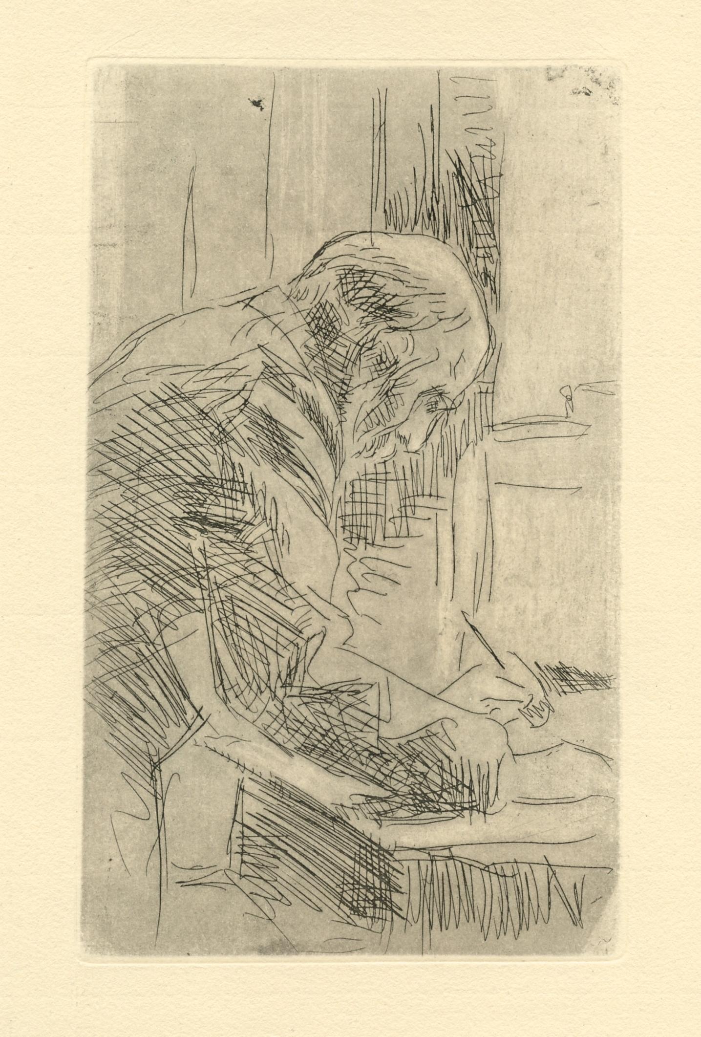 "Le Graveur" original etching - Print by Pierre Bonnard